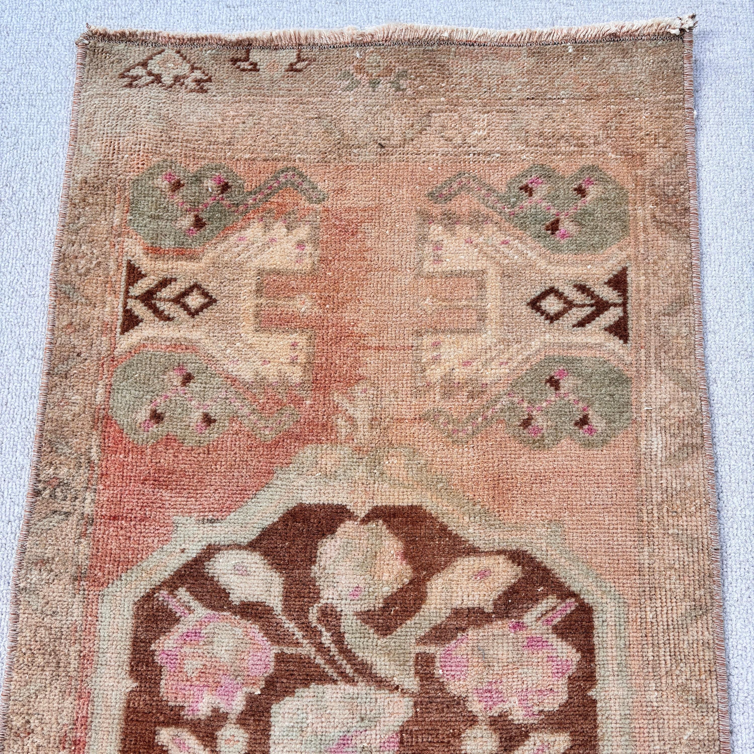 Turkish Rugs, Bedroom Rug, Vintage Rugs, Orange  1.7x3.2 ft Small Rug, Boho Rugs, Aztec Rugs, Flatweave Rugs, Bathroom Rug