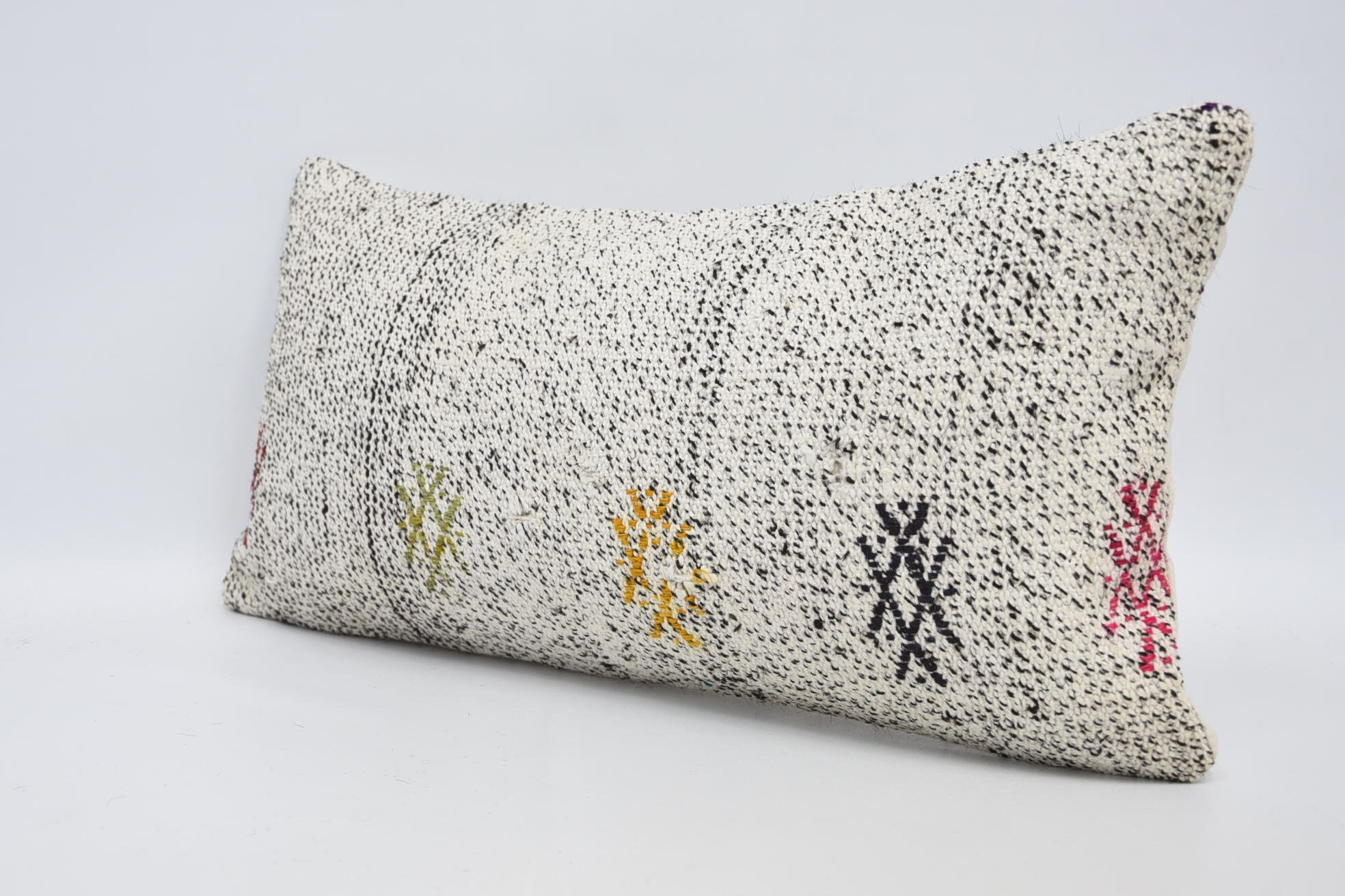 Retro Pillow, Patio Cushion Case, Outdoor Pillow Case, Gift Pillow, Throw Kilim Pillow, Kilim Pillow, 12"x24" White Pillow