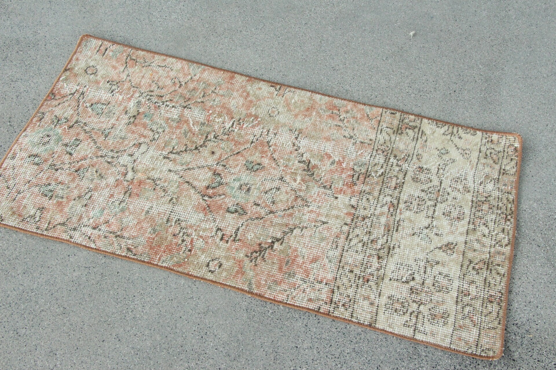 Vintage Halı, 1.7x3.1 ft Küçük Halı, Mutfak Halıları, Türk Halısı, Sevimli Halılar, Araba Paspas Halıları, Çocuk Halısı, Kahverengi Anadolu Halısı