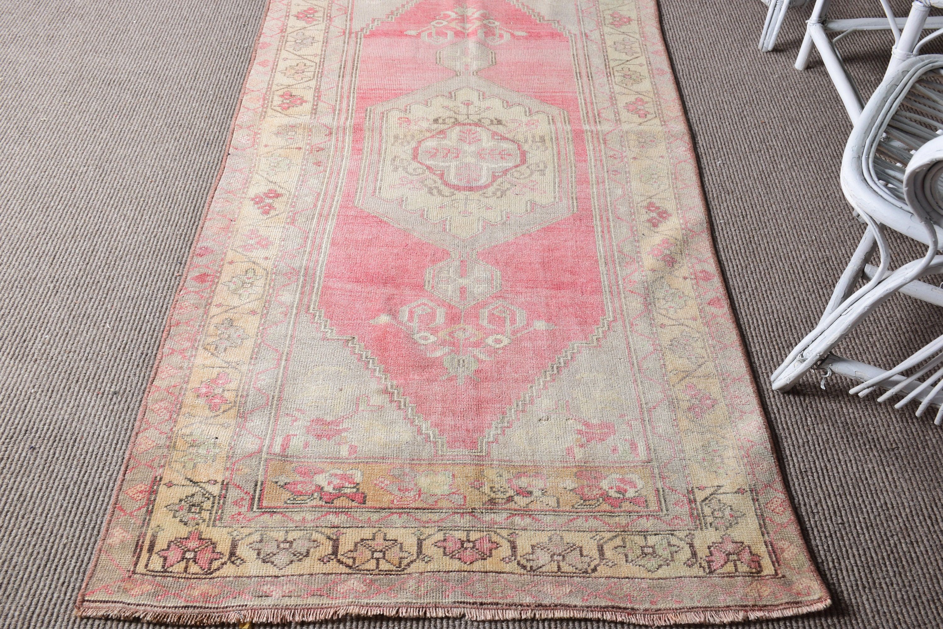 Bedroom Rug, Rugs for Nursery, Red Wool Rug, Turkish Rugs, Entry Rug, Vintage Rug, 3.2x7.4 ft Accent Rug, Moroccan Rug