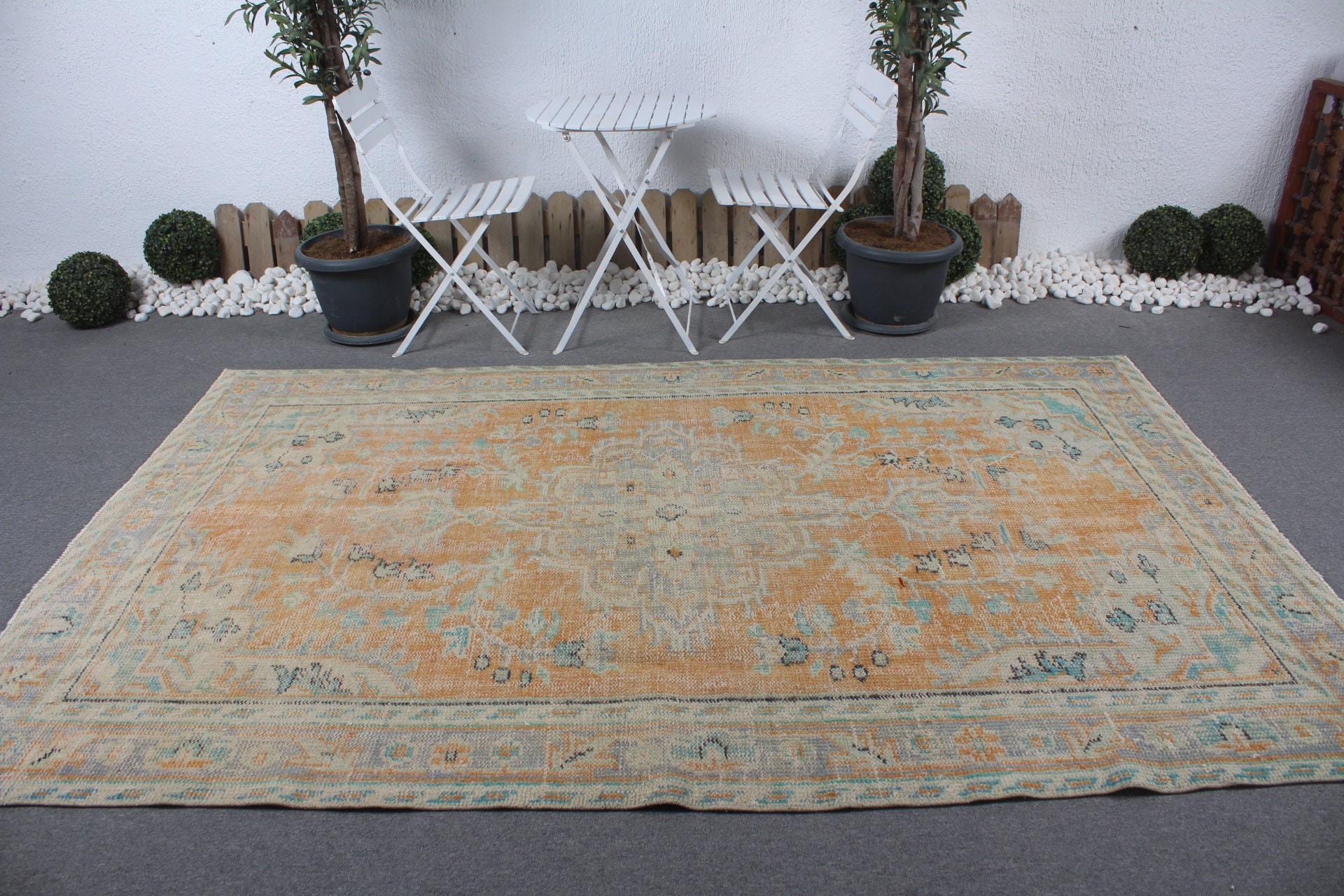 Salon Halıları, Vintage Halı, Oryantal Halı, 6x9,2 ft Büyük Halılar, Turuncu Fas Halıları, Türk Halısı, Eskitilmiş Halılar, Yatak Odası Halısı, Salon Halıları