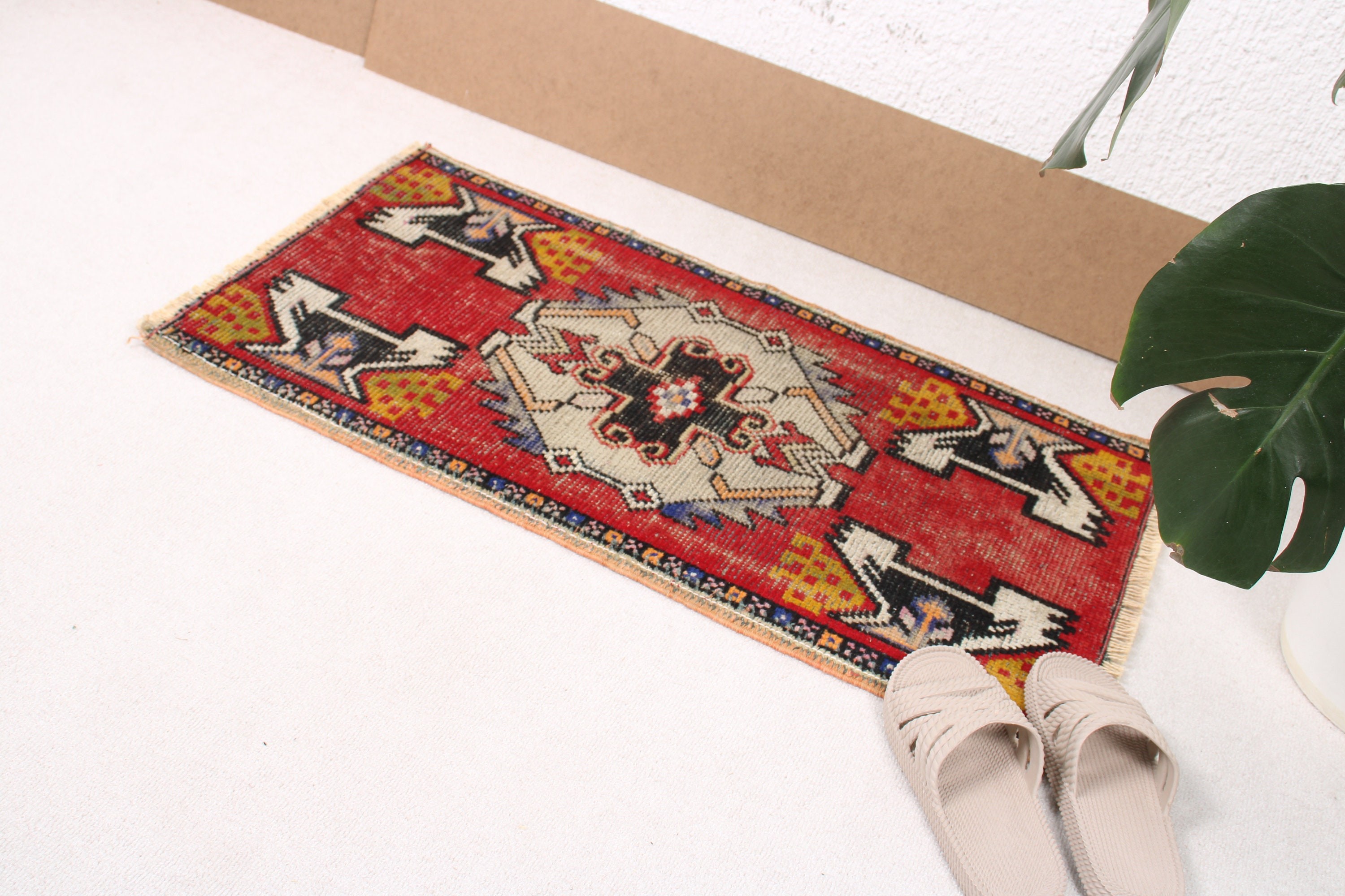 Wall Hanging Rug, Turkish Rug, Bedroom Rug, Antique Rugs, Red Cool Rug, Geometric Rug, Rugs for Nursery, 1.6x2.9 ft Small Rug, Vintage Rug