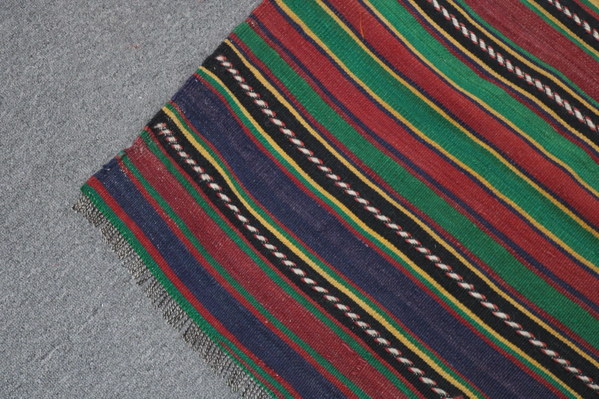 Açıklama Halısı, 4.4x12.1 ft Runner Halıları, Yün Halıları, Yeşil Boho Halıları, Türk Halıları, Uzun Yolluk Halıları, Kilim, Vintage Halı, Vintage Runner Halıları