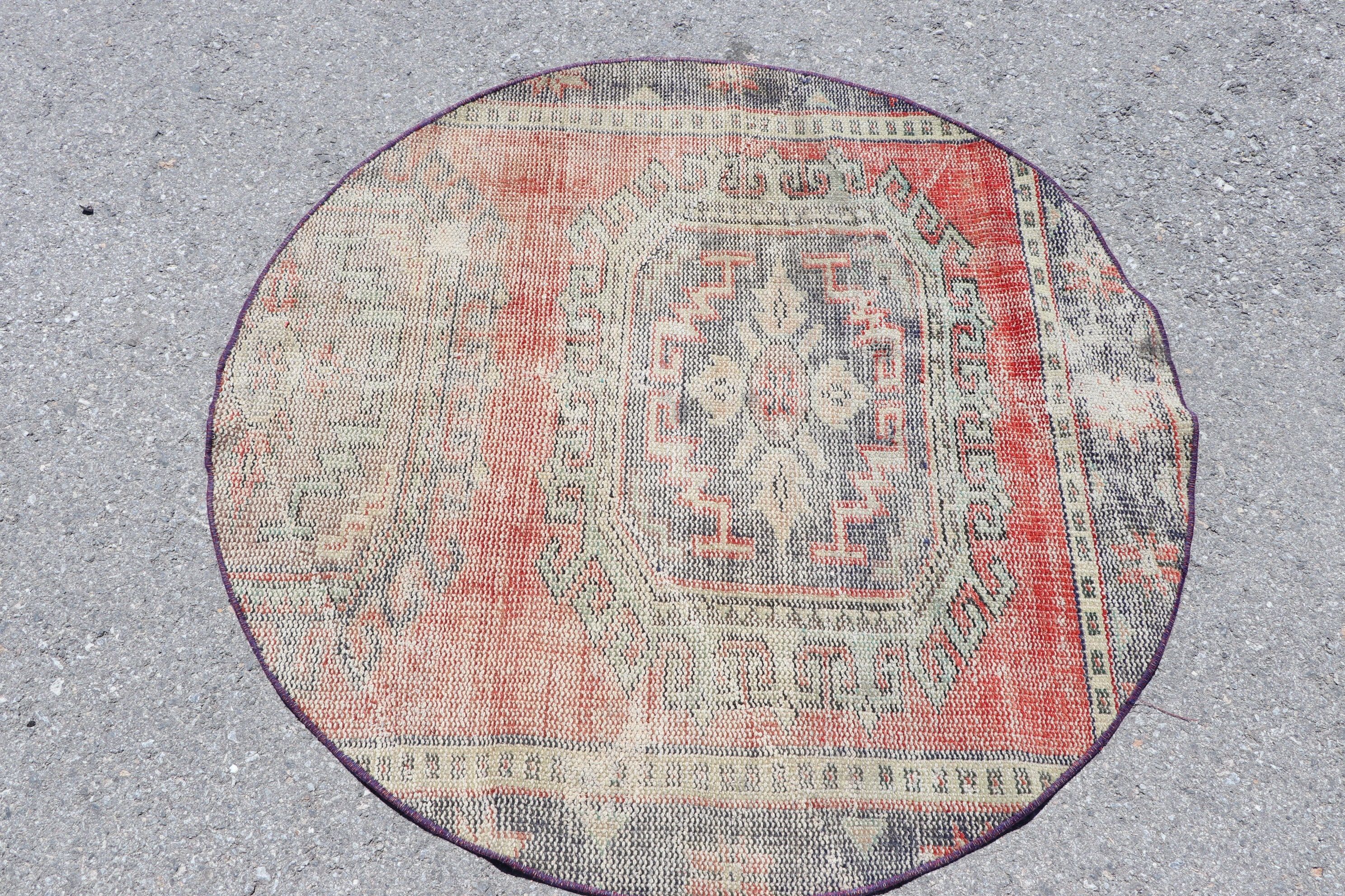 Eski Halılar, Turuncu Antika Halılar, Vintage Halı, Duvara Asılı Halılar, Yatak Odası Halısı, 3.8x3.8 ft Küçük Halılar, Türk Halıları, Banyo Halısı