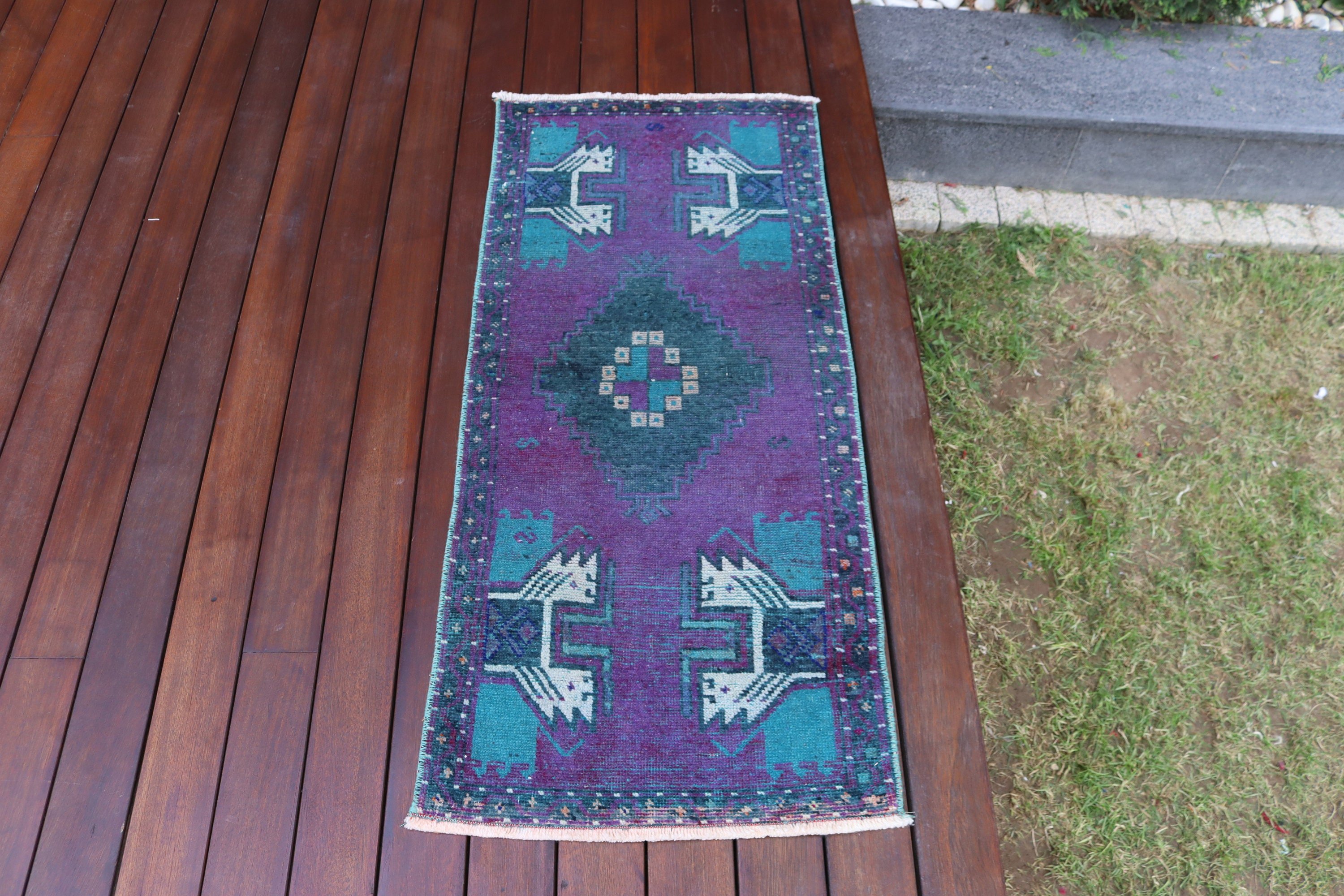 Purple  1.7x3.7 ft Small Rugs, Handwoven Rug, Door Mat Rug, Bath Rug, Turkish Rug, Office Rug, Geometric Rugs, Vintage Rugs