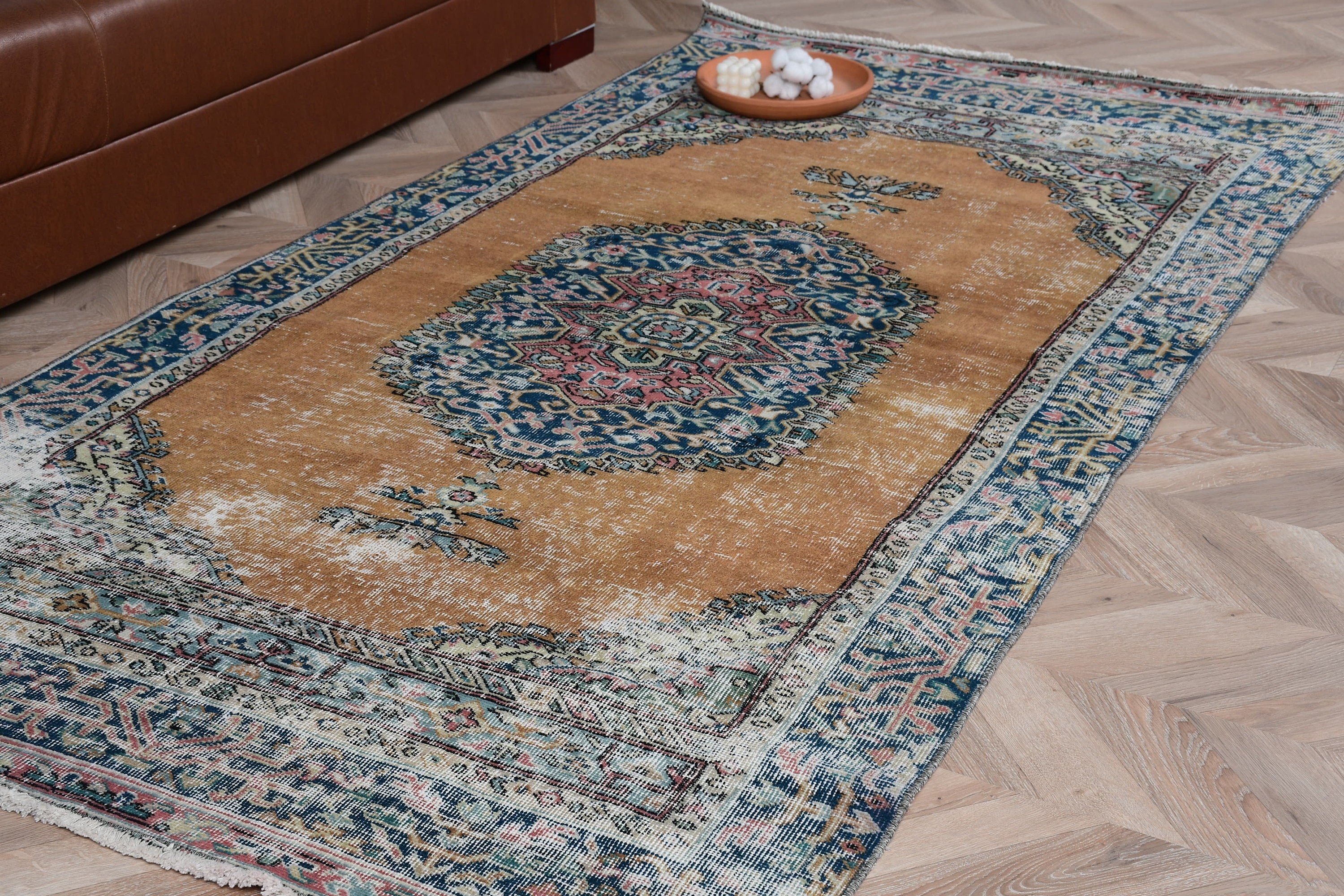 Vintage Rugs, Rugs for Indoor, Antique Rug, Turkish Rug, Kitchen Rugs, Natural Rugs, Blue  4x7.8 ft Area Rug