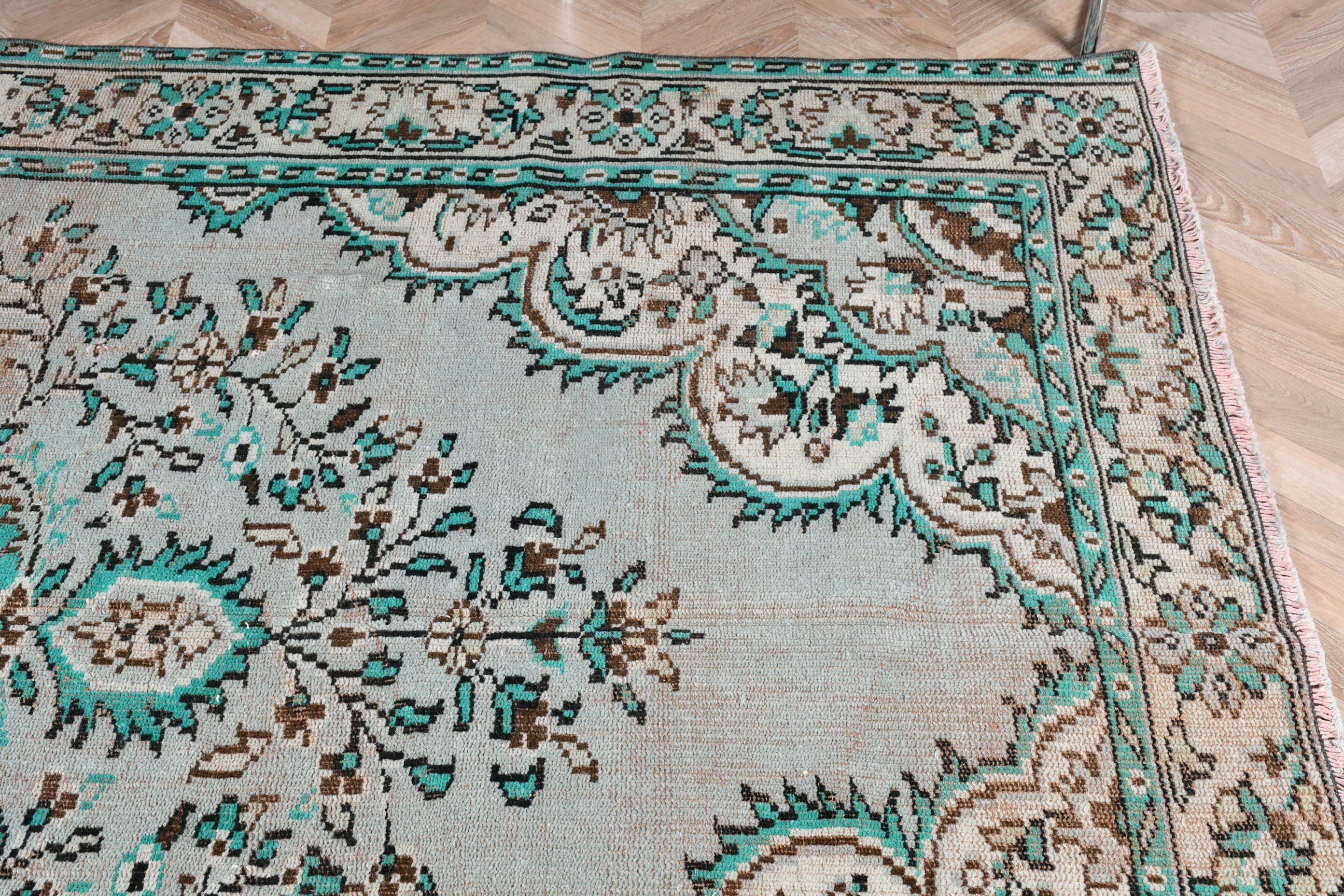 Green Floor Rug, Salon Rugs, 6.2x9 ft Large Rugs, Turkish Rugs, Dining Room Rugs, Nomadic Rug, Antique Rugs, Vintage Rugs