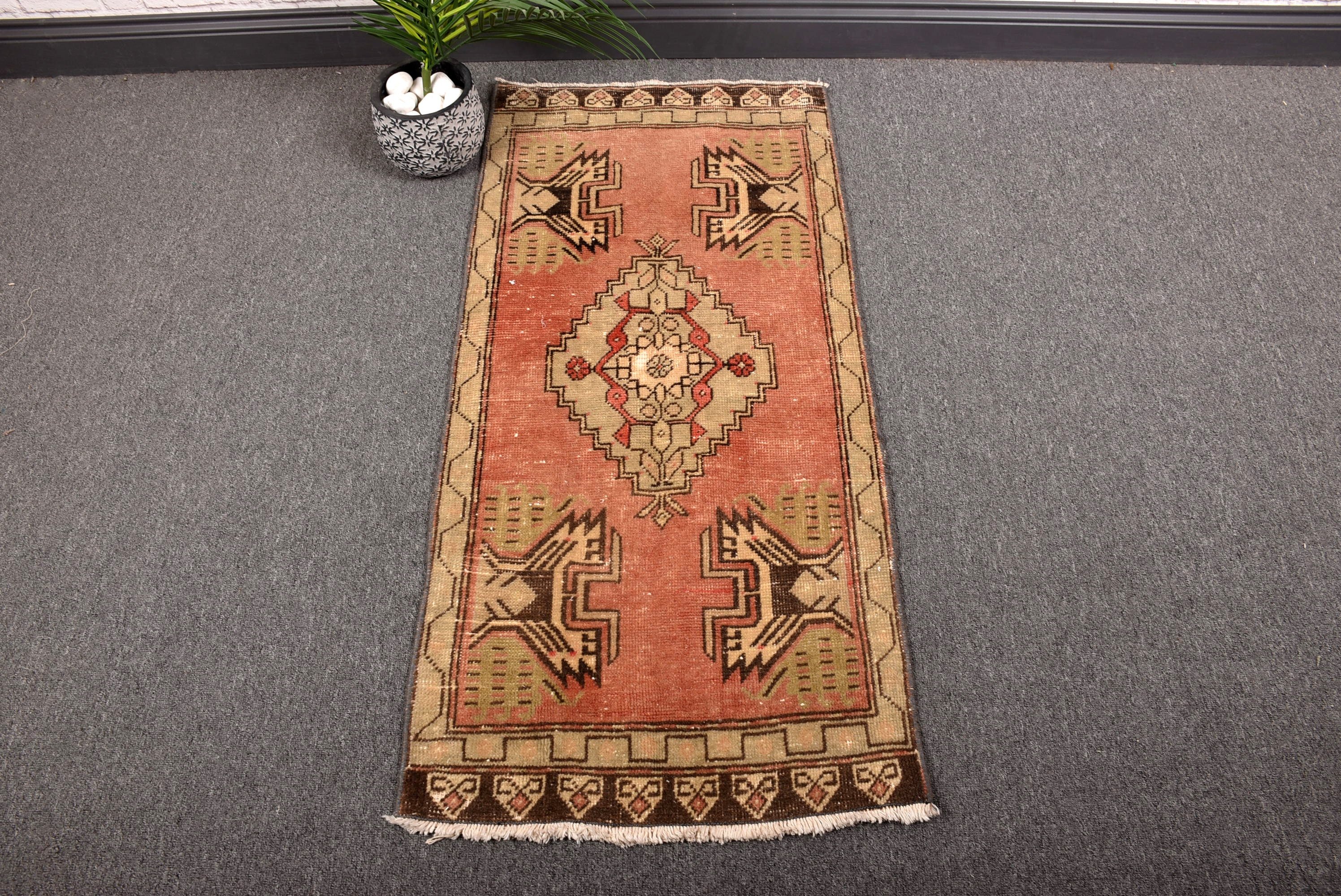 Türk Halıları, Mutfak Halısı, Turuncu Boho Halısı, Boho Halıları, Mutfak Halıları, Araba Paspas Halıları, 1.8x3.7 ft Küçük Halılar, Vintage Halılar