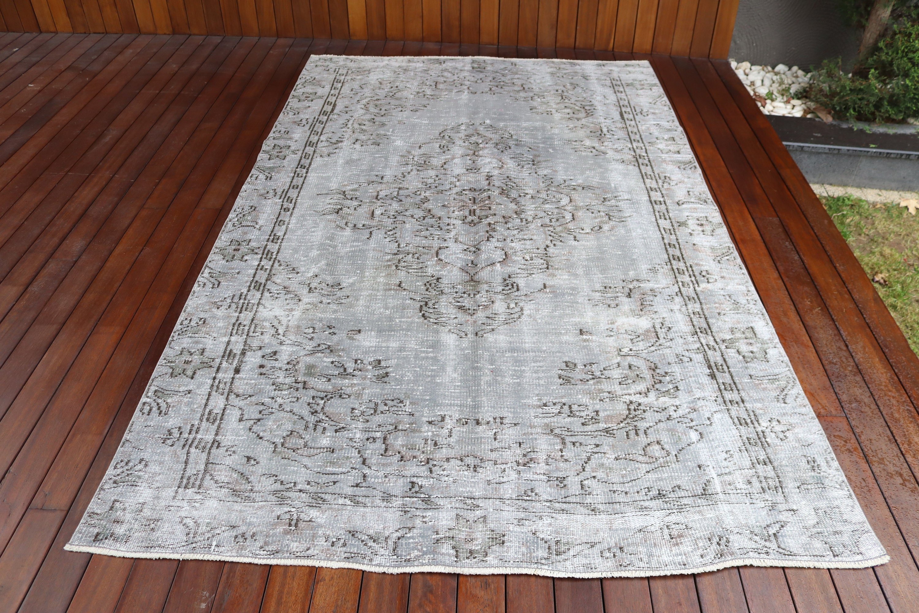 Gri 5.4x8.7 ft Büyük Halı, Yemek Odası Halısı, Türk Halısı, Büyük Vintage Halılar, Antika Halılar, Vintage Halı, Nötr Halılar