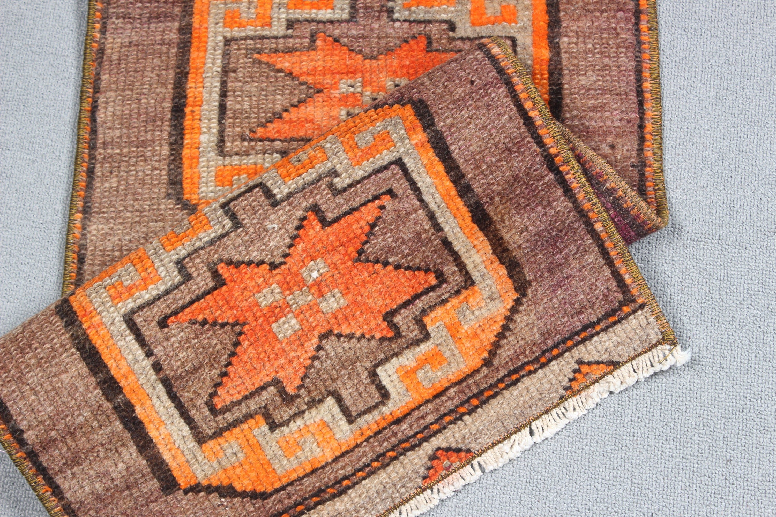 Wool Rug, Turkish Rugs, Vintage Rug, Moroccan Rugs, 1.3x2.4 ft Small Rugs, Aztec Rugs, Brown Home Decor Rug, Bathroom Rug, Kitchen Rug