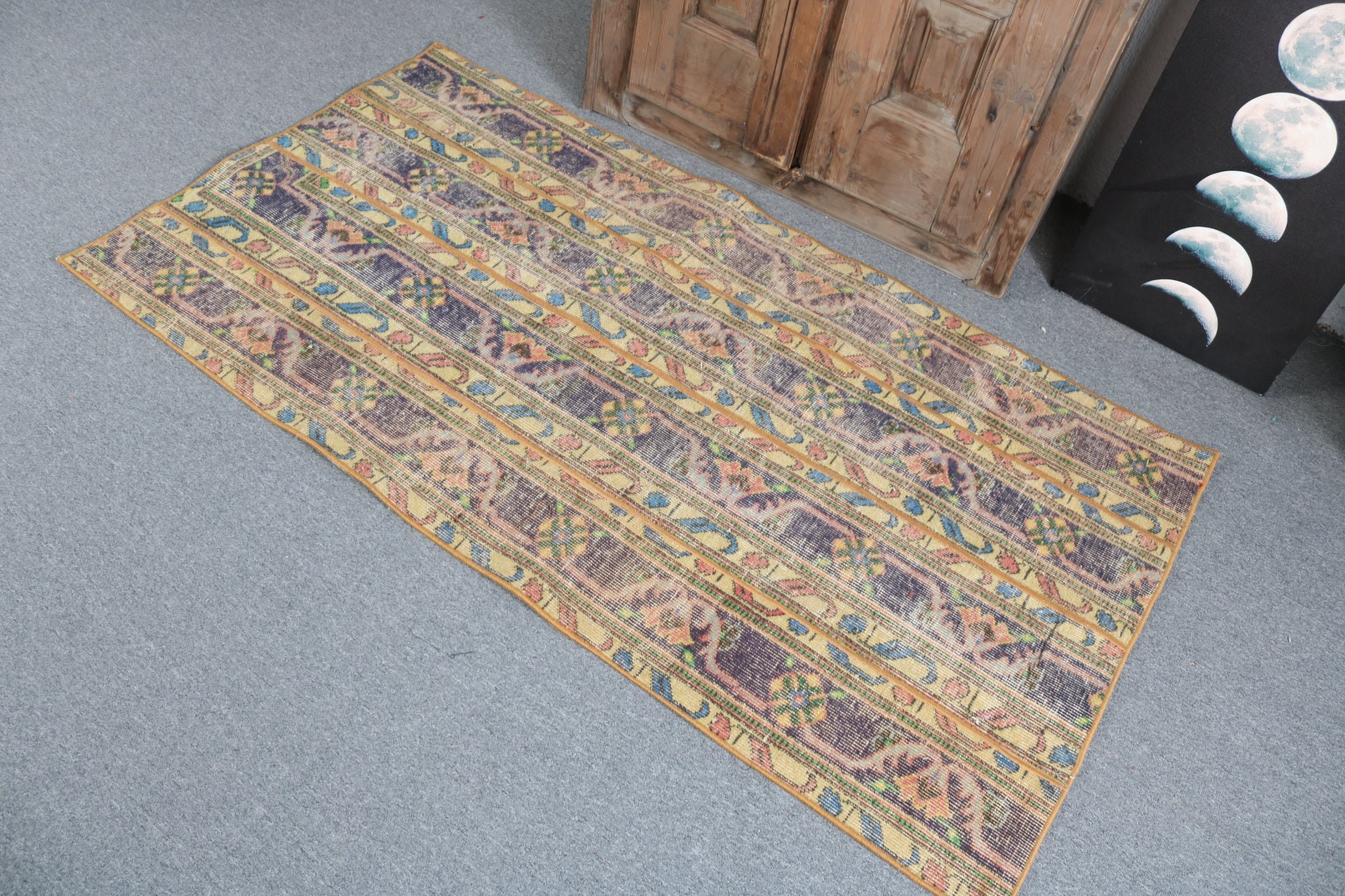 Oushak Rug, Nursery Rug, Home Decor Rug, Turkish Rug, Yellow Cool Rug, Boho Accent Rugs, Turkey Rug, 2.9x5.4 ft Accent Rugs, Vintage Rugs