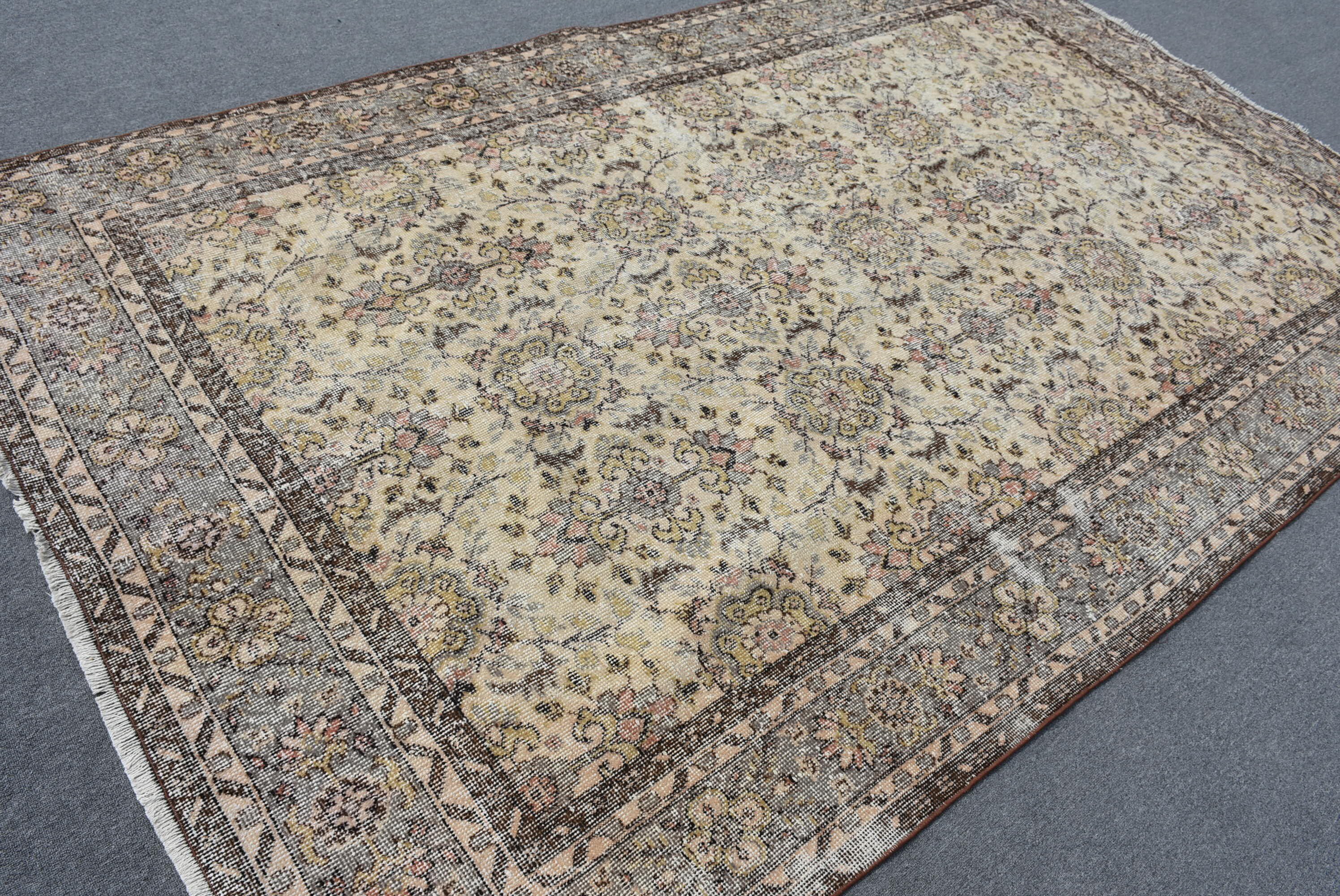 Beige Anatolian Rugs, Salon Rug, 6.4x10.2 ft Large Rug, Handwoven Rugs, Vintage Rug, Living Room Rugs, Cool Rug, Turkish Rugs, Bedroom Rugs