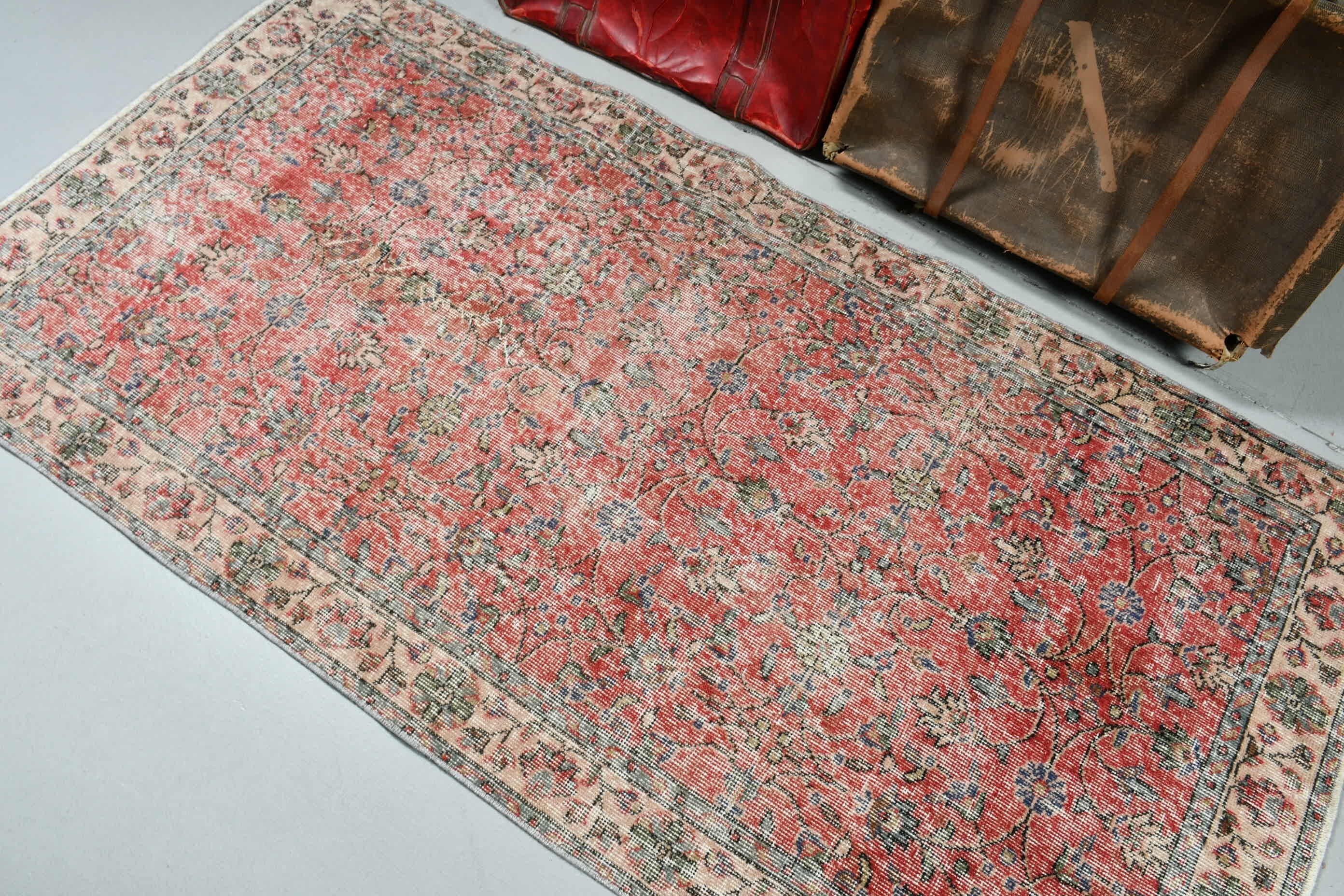 Kitchen Rug, Vintage Rug, 3.4x6.6 ft Accent Rugs, Entry Rug, Bedroom Rug, Turkish Rug, Rugs for Entry, Pink Floor Rugs