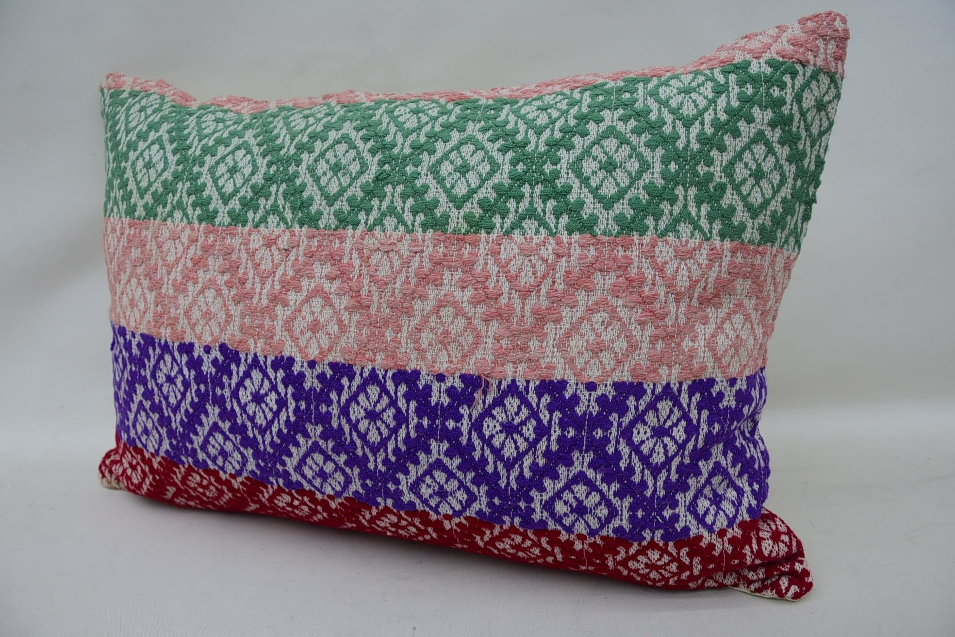 Aztec Pillow Case, Antique Pillows, 16"x24" Green Pillow, Handwoven Cushion Case, Ethnical Kilim Rug Pillow, Turkish Pillow