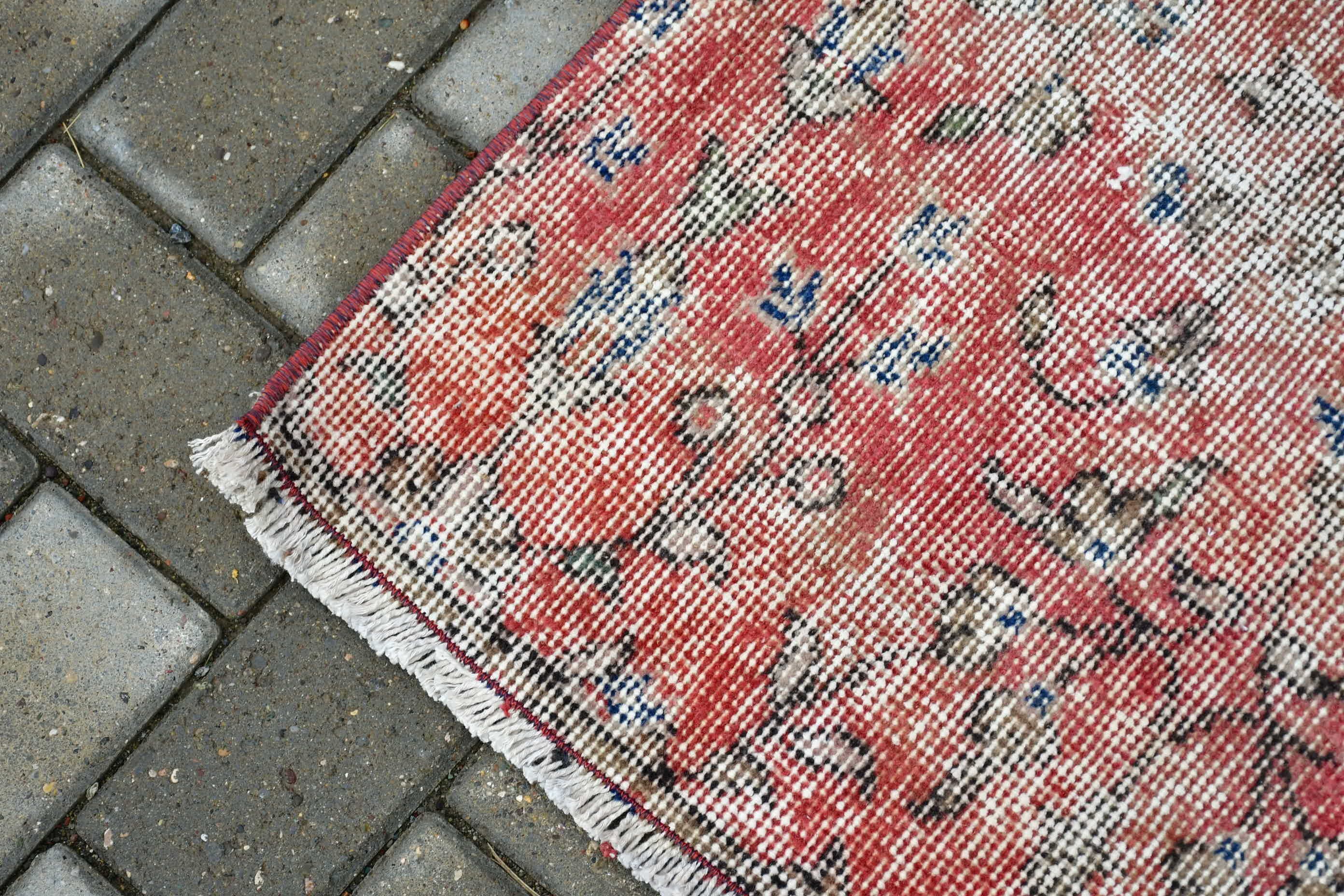 Wool Rug, Rugs for Wall Hanging, Vintage Rug, Red Cool Rug, Turkish Rug, 2.4x5.3 ft Small Rug, Home Decor Rug, Entry Rugs, Door Mat Rug