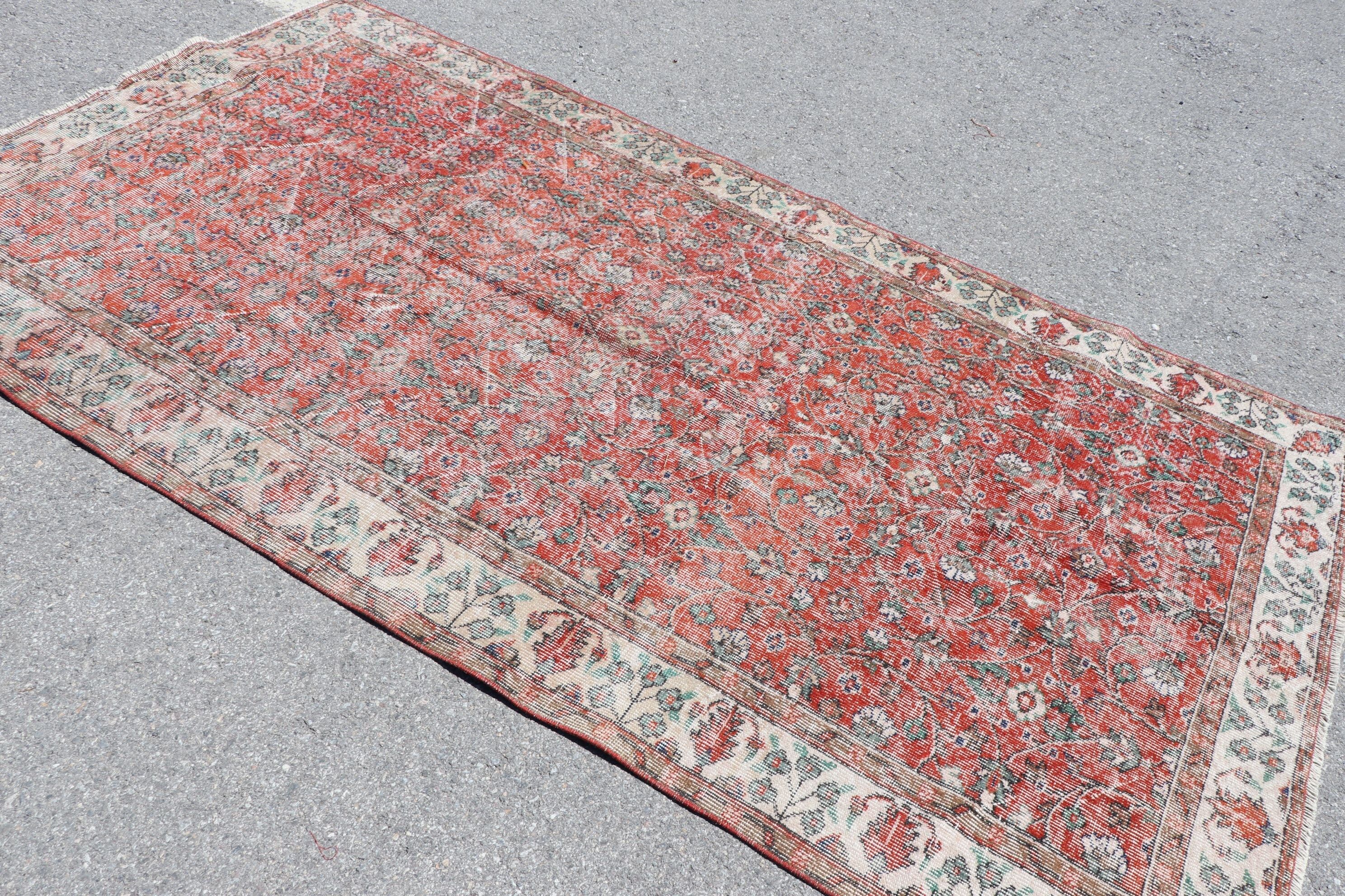 Dining Room Rug, Bedroom Rugs, Turkish Rug, Red Floor Rugs, 4.7x8.6 ft Large Rug, Floor Rug, Vintage Rug, Rugs for Salon