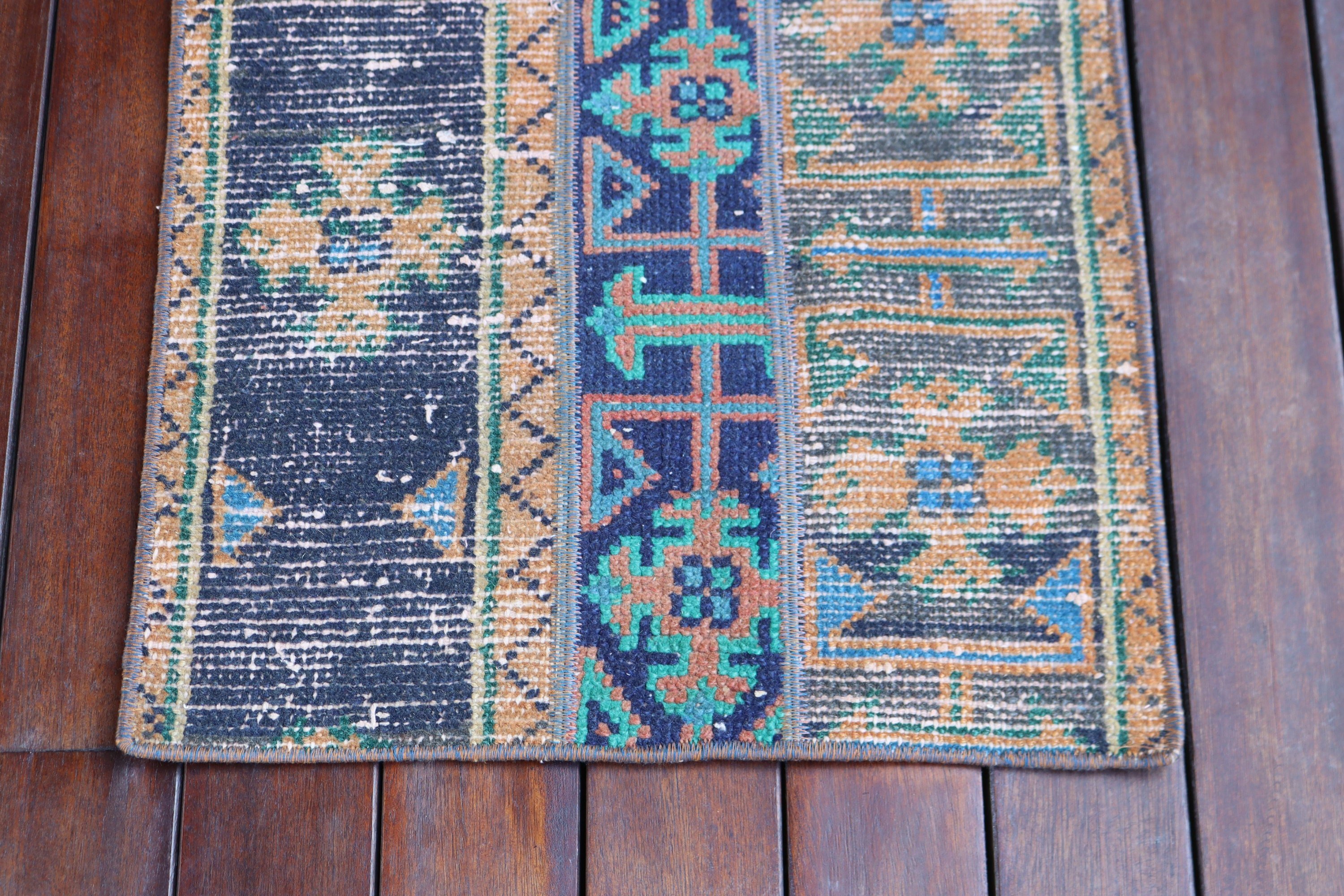 Yatak Odası Halısı, Küçük Boho Halıları, Vintage Halı, Araba Paspas Halısı, Mavi Yatak Odası Halıları, Yün Halı, 1.4x2.6 ft Küçük Halılar, Kapı Paspası Halıları, Türk Halısı