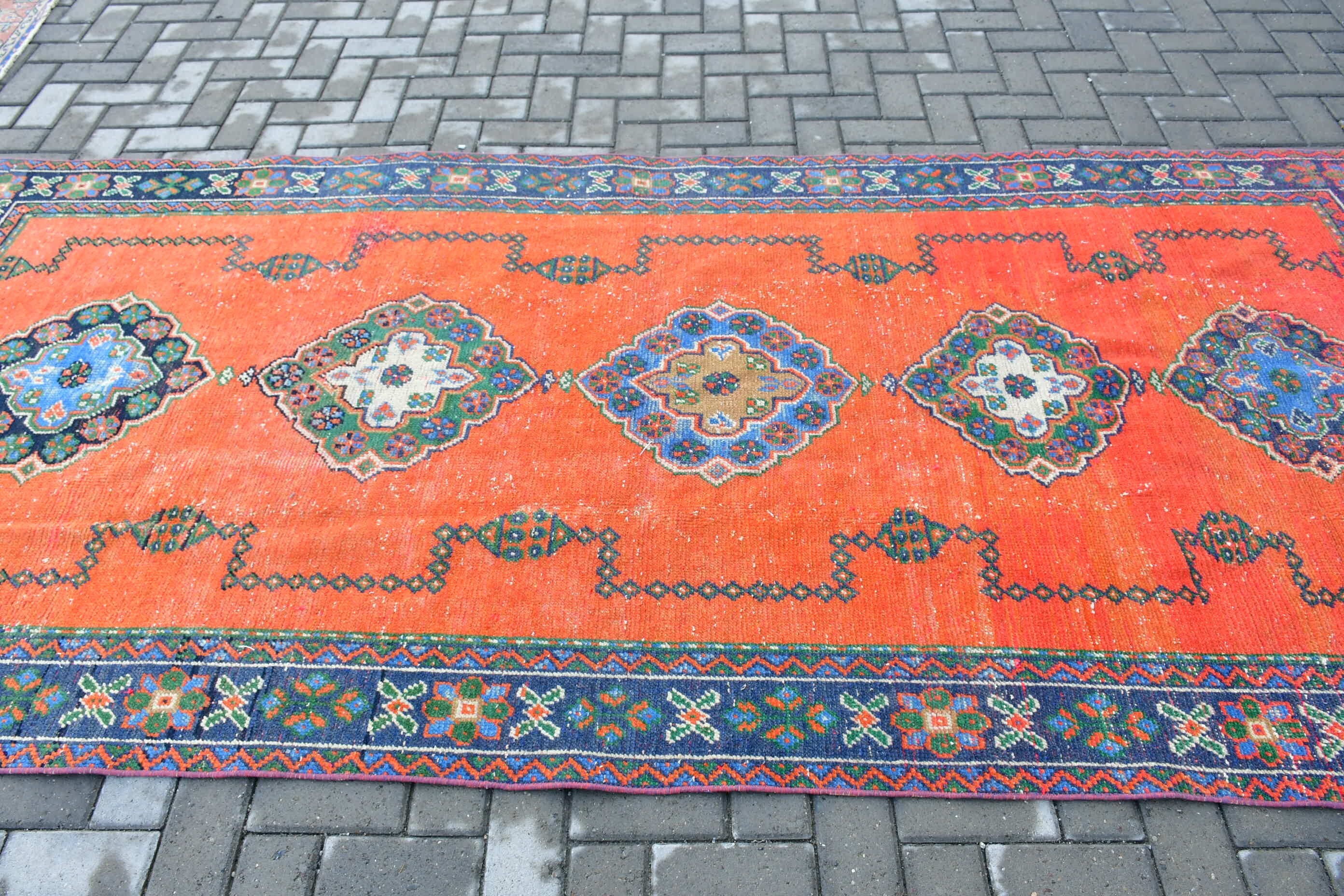 Cool Rug, Floor Rugs, Rugs for Living Room, 4.6x10.3 ft Large Rug, Vintage Rugs, Orange Oriental Rug, Salon Rug, Turkish Rug, Bedroom Rugs