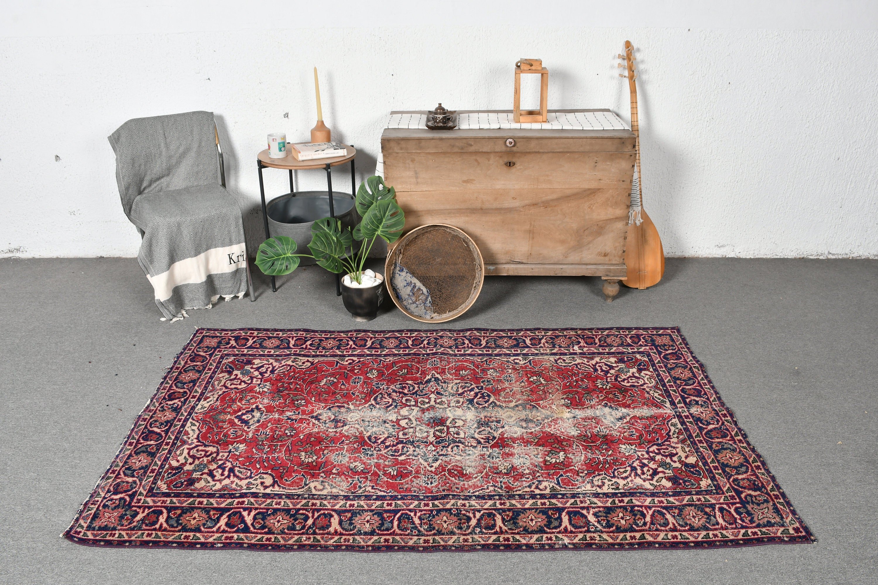 Home Decor Rugs, Vintage Rug, Bedroom Rug, Living Room Rugs, Nomadic Rugs, 3.9x6.5 ft Area Rug, Blue Moroccan Rug, Indoor Rugs, Turkish Rug