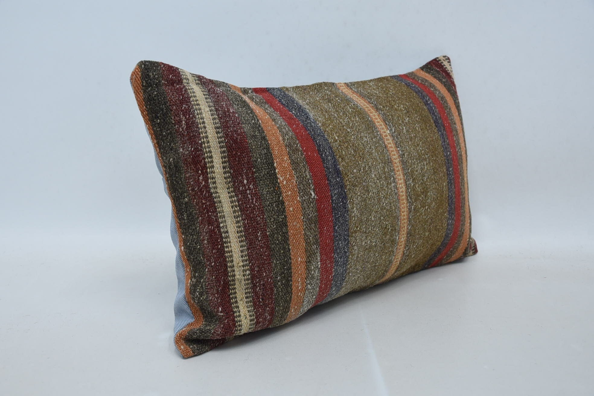 Retro Pillow Sham, Authentic Pillow, Vintage Pillow, Pillow for Sofa, 12"x20" Brown Cushion Case, Ethnical Kilim Rug Pillow