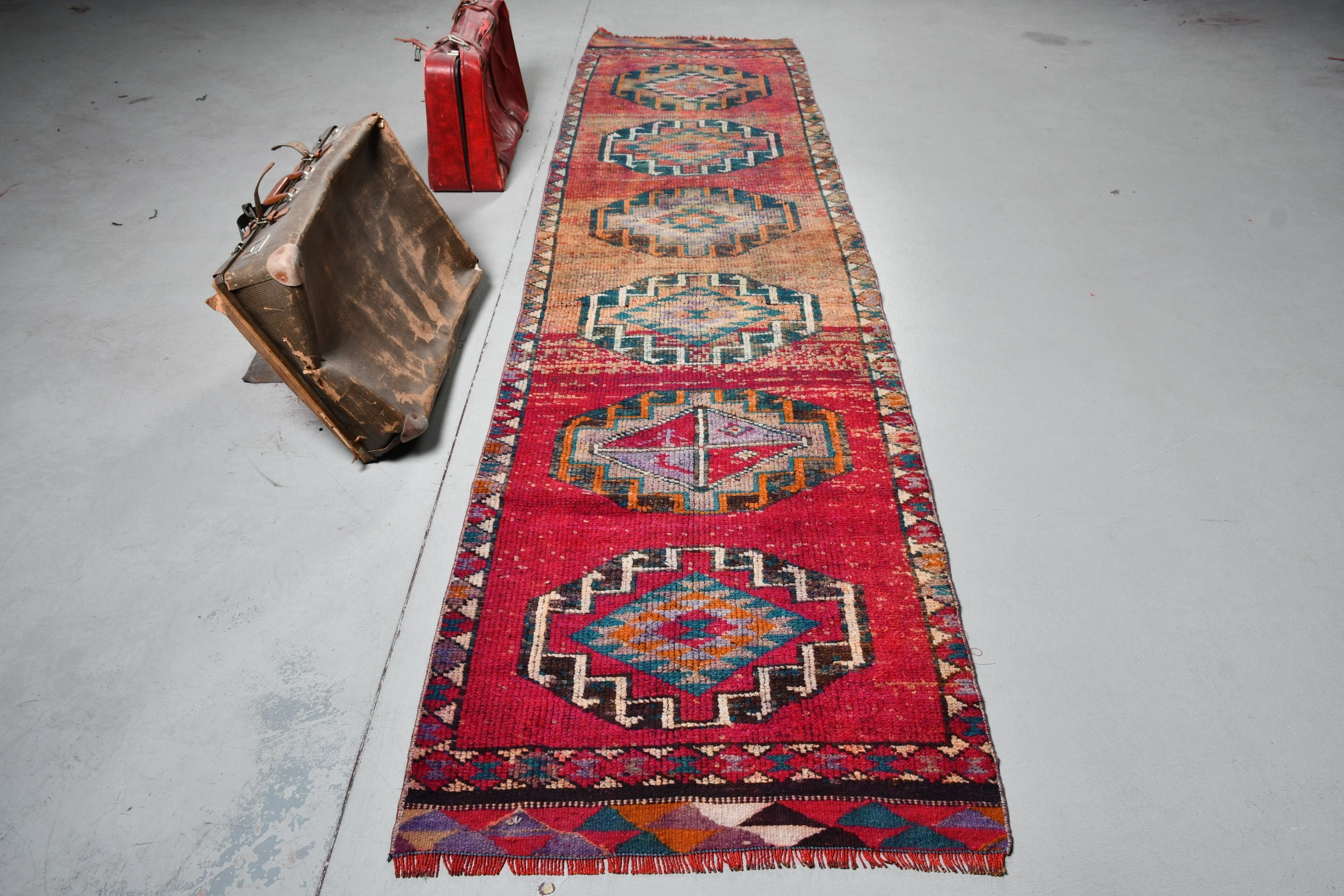 Turkish Rugs, Home Decor Rug, Cool Rug, Corridor Rug, 2.9x11.5 ft Runner Rug, Red Bedroom Rug, Rugs for Hallway, Vintage Rugs, Kitchen Rug