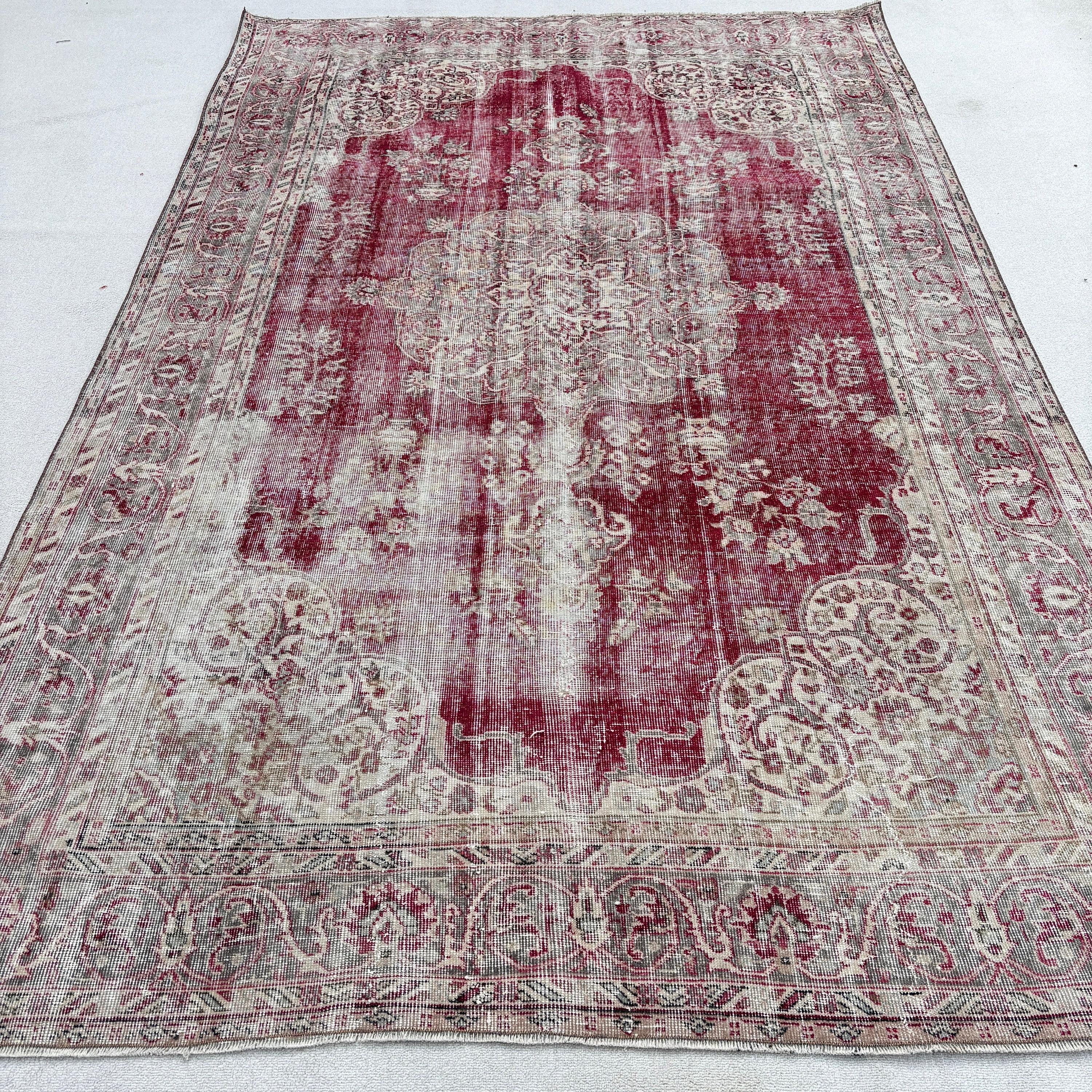 Boho Halılar, Lüks Halılar, Bej Nötr Halı, Türk Halıları, Yer Halıları, Yemek Odası Halısı, Vintage Halılar, Yatak Odası Halıları, 6,4x10,1 ft Büyük Halı