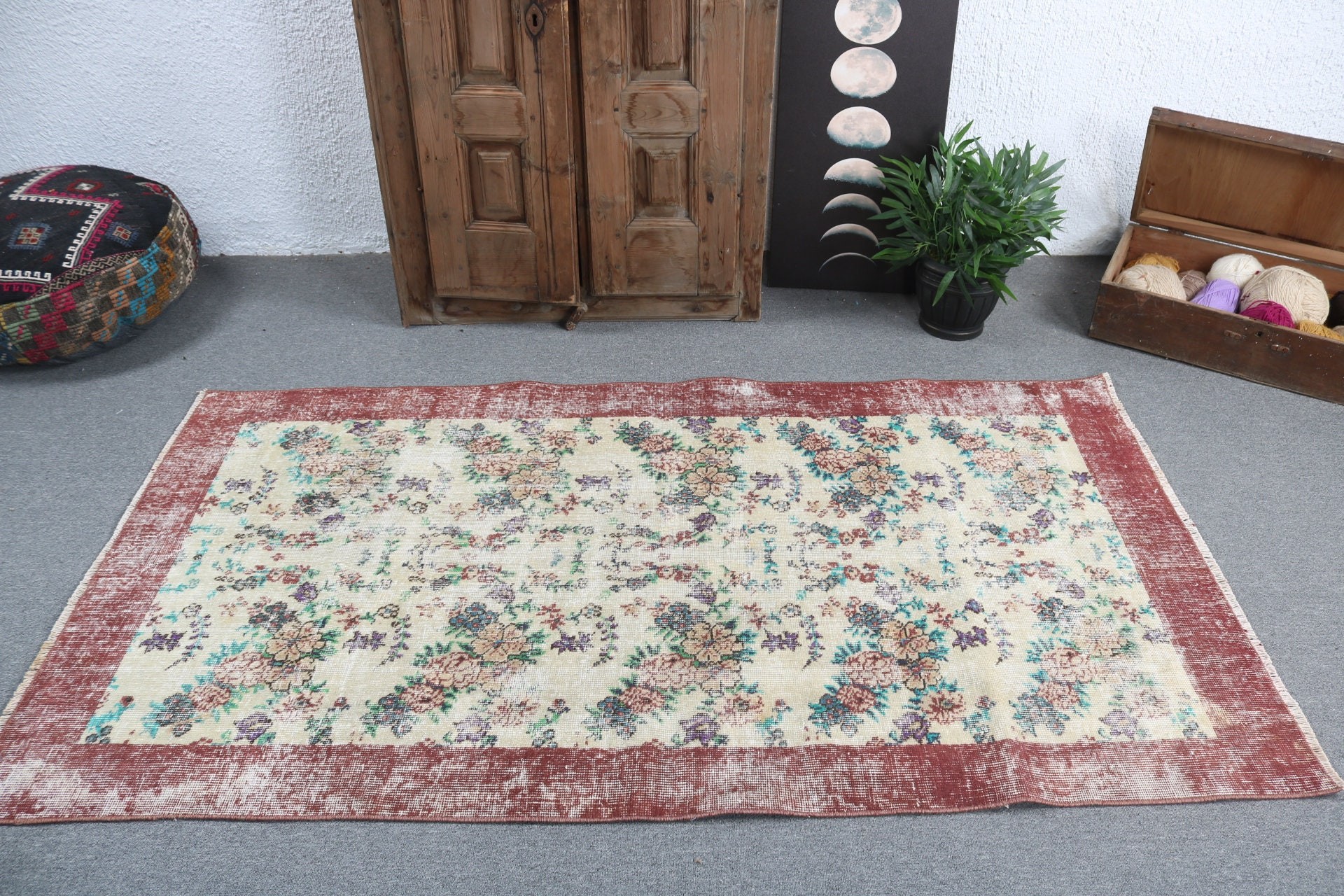 Vintage Rugs, Antique Rugs, Decorative Rug, Kitchen Rugs, Boho Rugs, Turkish Rug, Anatolian Rugs, Green  3.6x6.6 ft Accent Rug