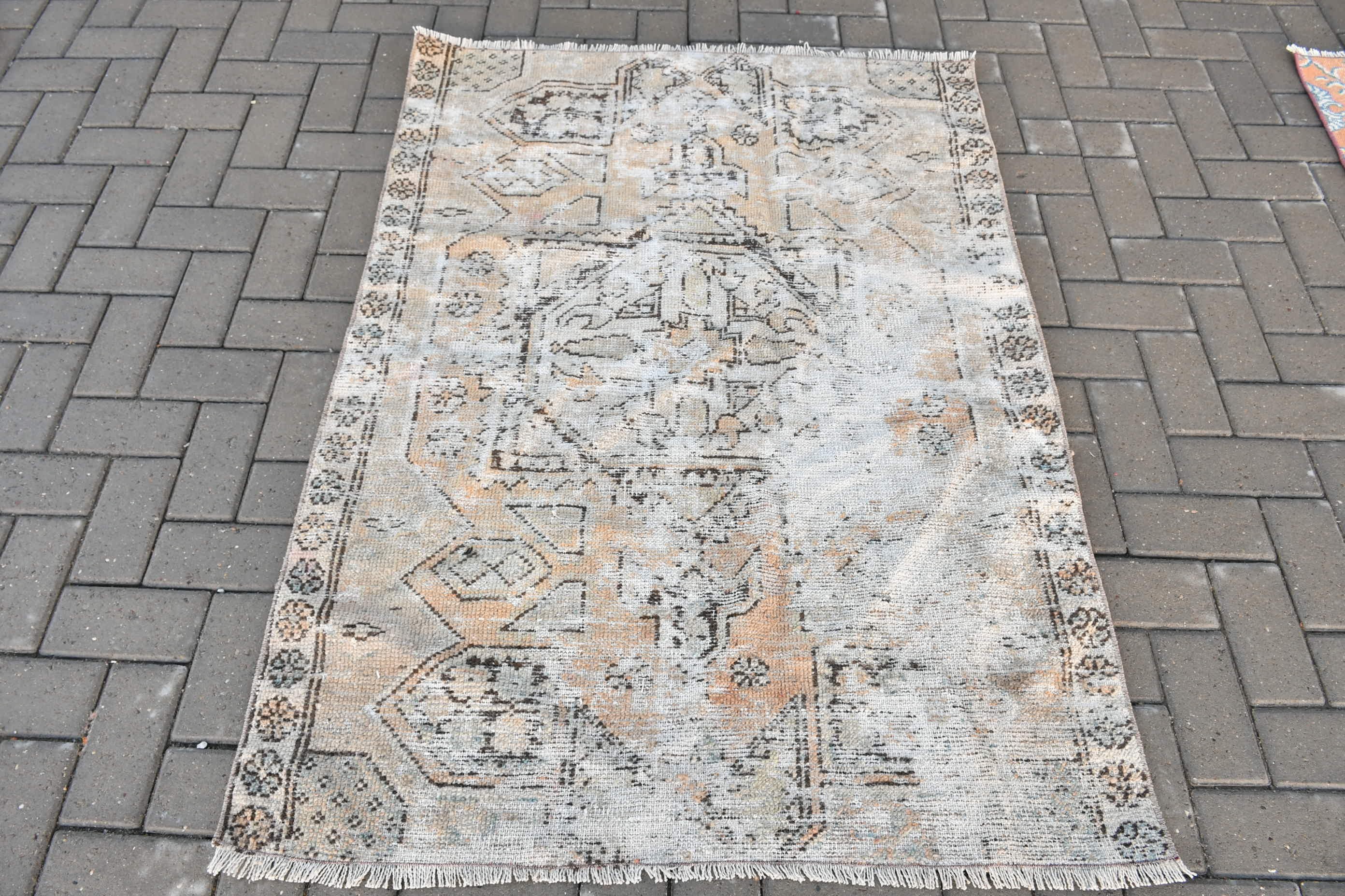 Rugs for Entry, Oushak Rug, Turkish Rugs, Entry Rug, Kitchen Rug, 3.5x4.9 ft Accent Rugs, Wool Rugs, Vintage Rug, Beige Home Decor Rug