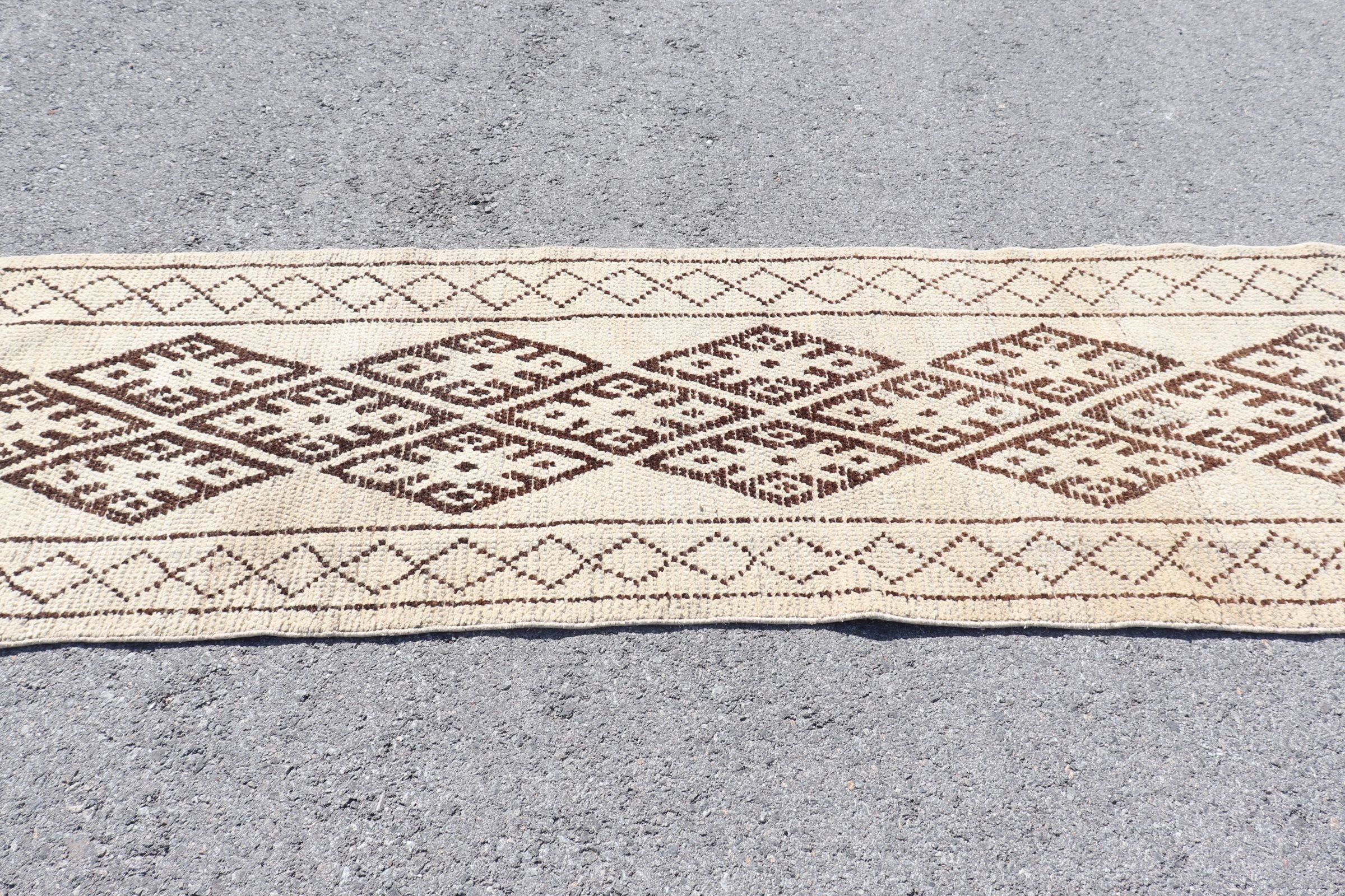 Retro Rugs, Stair Rugs, Vintage Rug, Oushak Rug, Turkish Rugs, Rugs for Stair, Moroccan Rug, Beige Cool Rug, 2.7x12.8 ft Runner Rug