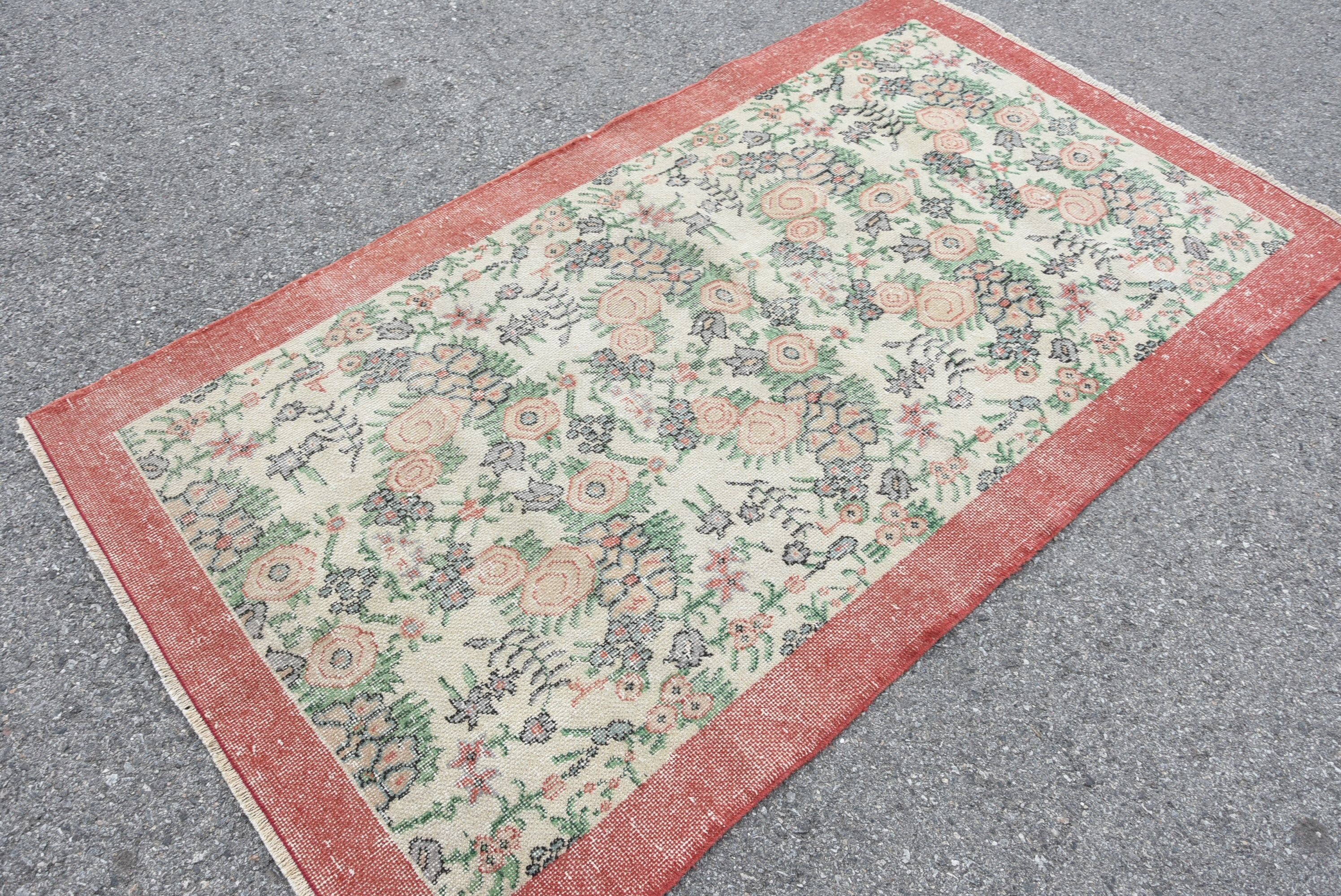 Living Room Rug, Rugs for Nursery, Turkish Rug, Vintage Rugs, 3.7x6.7 ft Area Rugs, Antique Rug, Nursery Rugs, Red Oushak Rug, Cool Rug