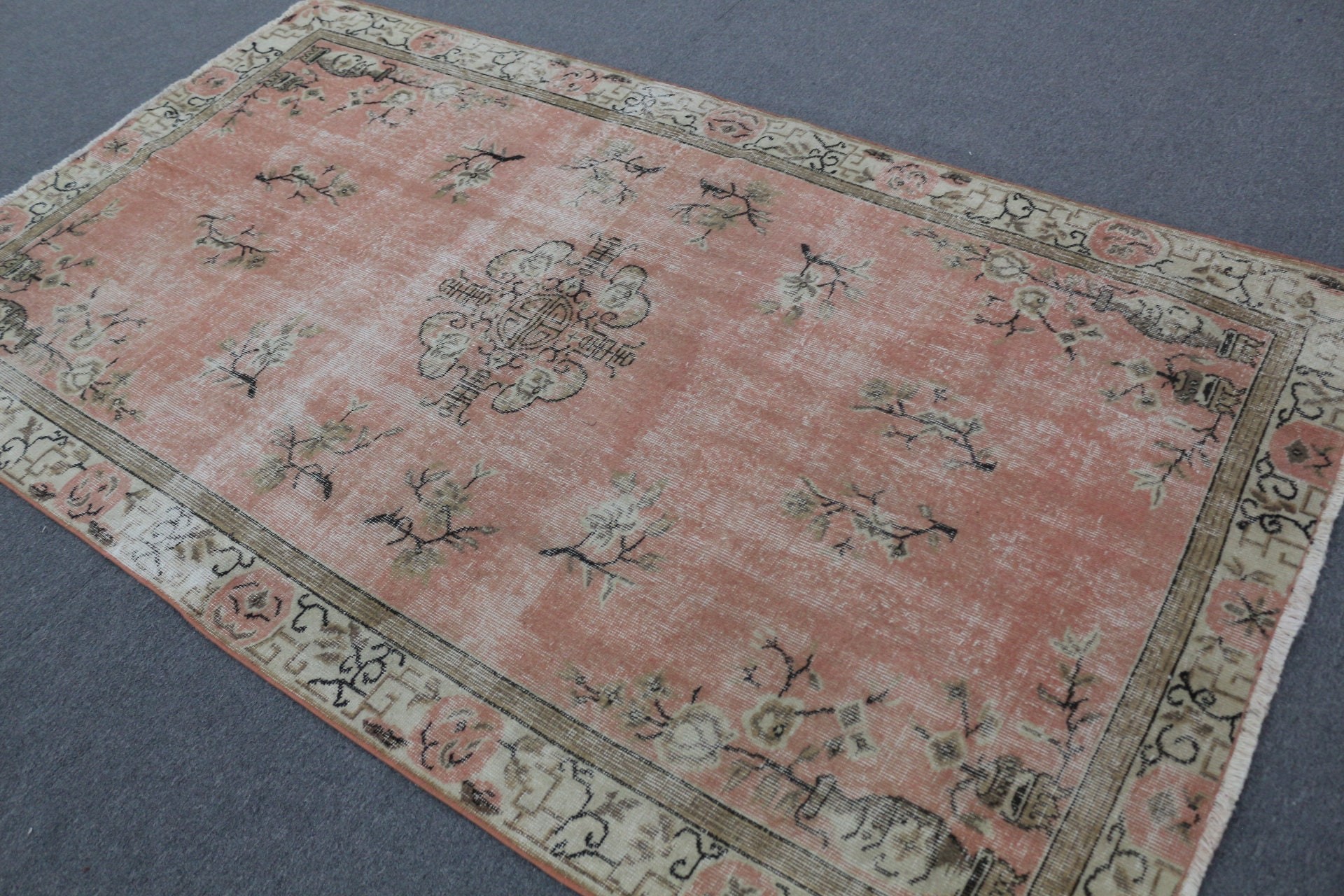 Vintage Halılar, Havalı Halılar, Yatak Odası Halısı, Mutfak Halıları, Vintage Dekor Halıları, Alan Halıları, Türk Halısı, Pembe Yün Halılar, 4,7x8,1 ft Alan Halısı