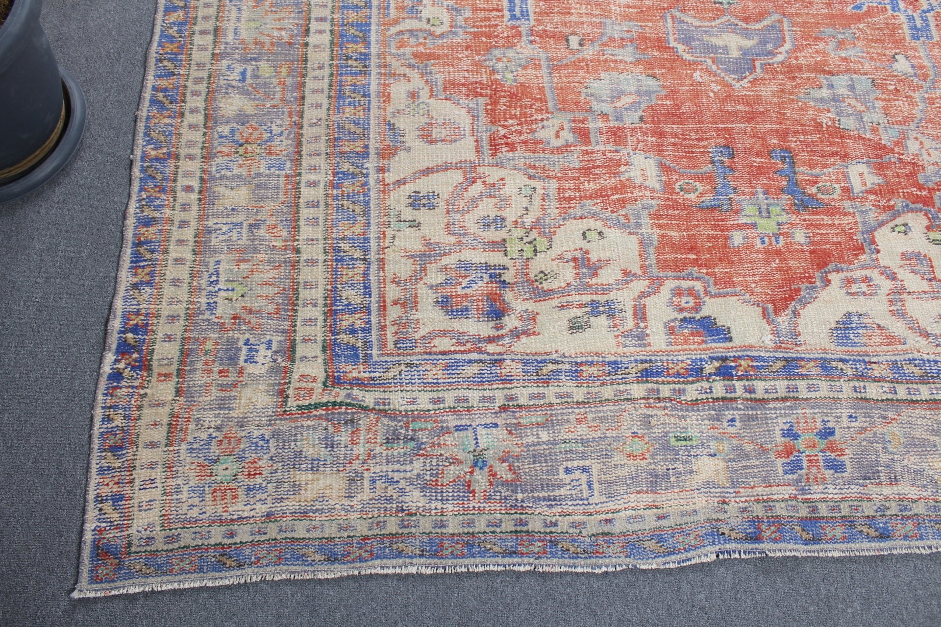 Otantik Halılar, Antika Halı, Oturma Odası Halısı, Havalı Halı, Vintage Halı, Türk Halısı, Yemek Odası Halısı, Kırmızı Oushak Halısı, 7.2x11 ft Büyük Boy Halılar