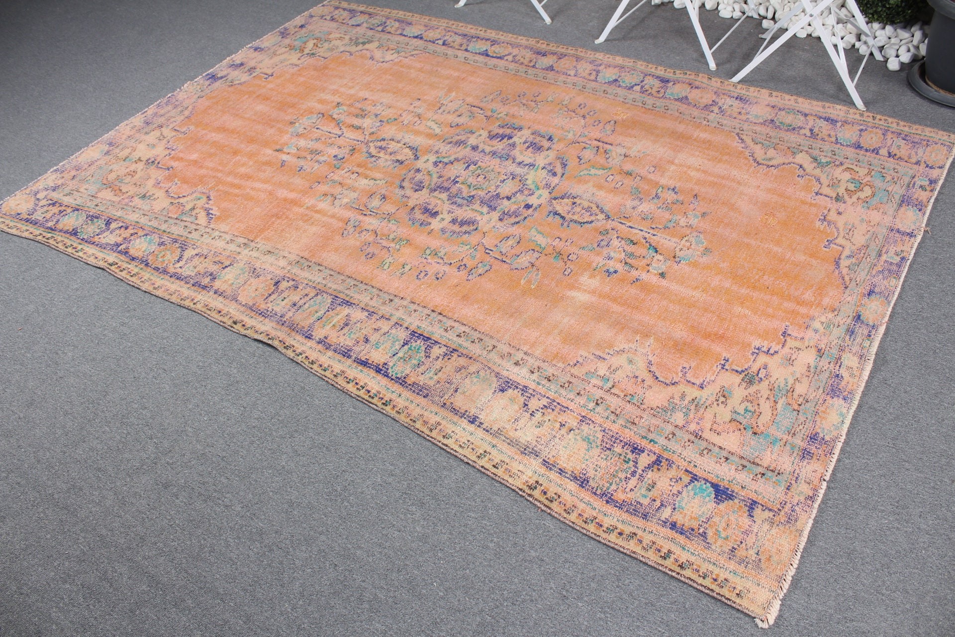 Bedroom Rug, Turkish Rugs, 5.5x8.1 ft Large Rugs, Orange Floor Rugs, Home Decor Rugs, Dining Room Rugs, Oriental Rugs, Vintage Rugs