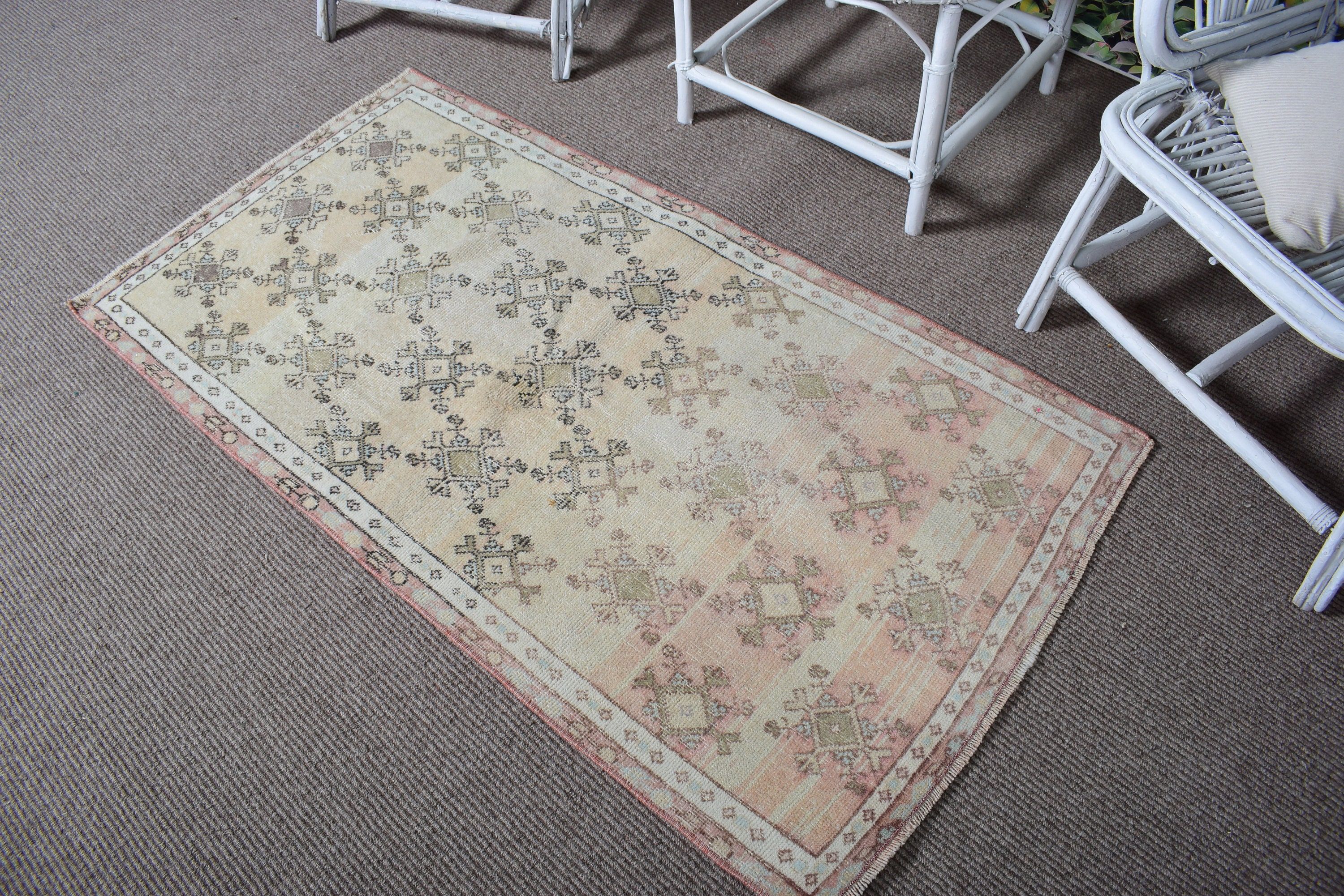 Rugs for Nursery, Vintage Rugs, Beige Moroccan Rugs, Bedroom Rug, Turkish Rug, Boho Rug, 2.5x4.8 ft Small Rug, Entry Rug, Oriental Rugs