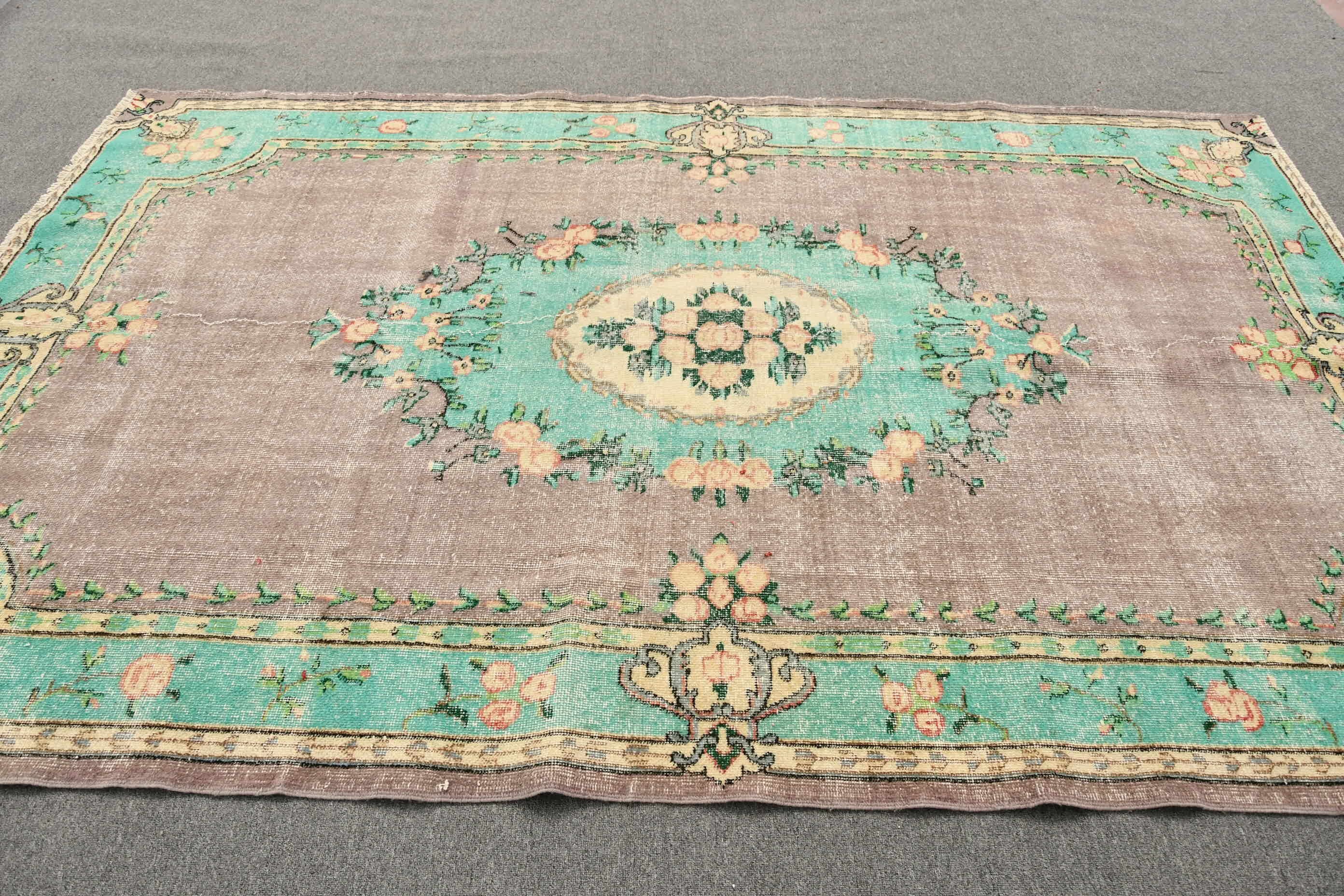 Antique Rug, Dining Room Rug, 6.2x9.3 ft Large Rug, Turkish Rug, Bedroom Rugs, Gray Kitchen Rug, Pastel Rug, Vintage Rug, Moroccan Rug