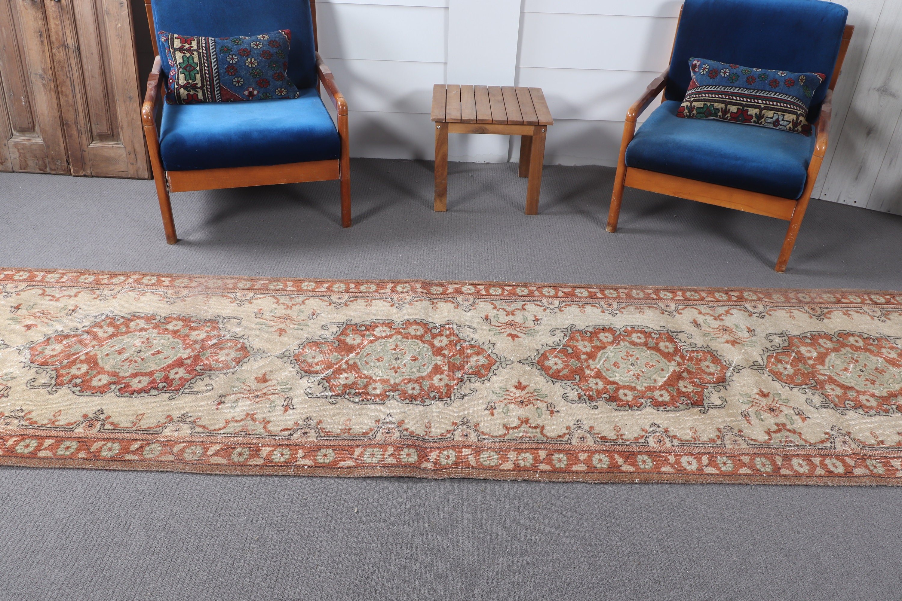 Vintage Rug, Hallway Rug, Handmade Rug, 3x11.5 ft Runner Rug, Turkish Rug, Long Runner Rugs, Beige Moroccan Rugs, Luxury Rugs, Floor Rugs