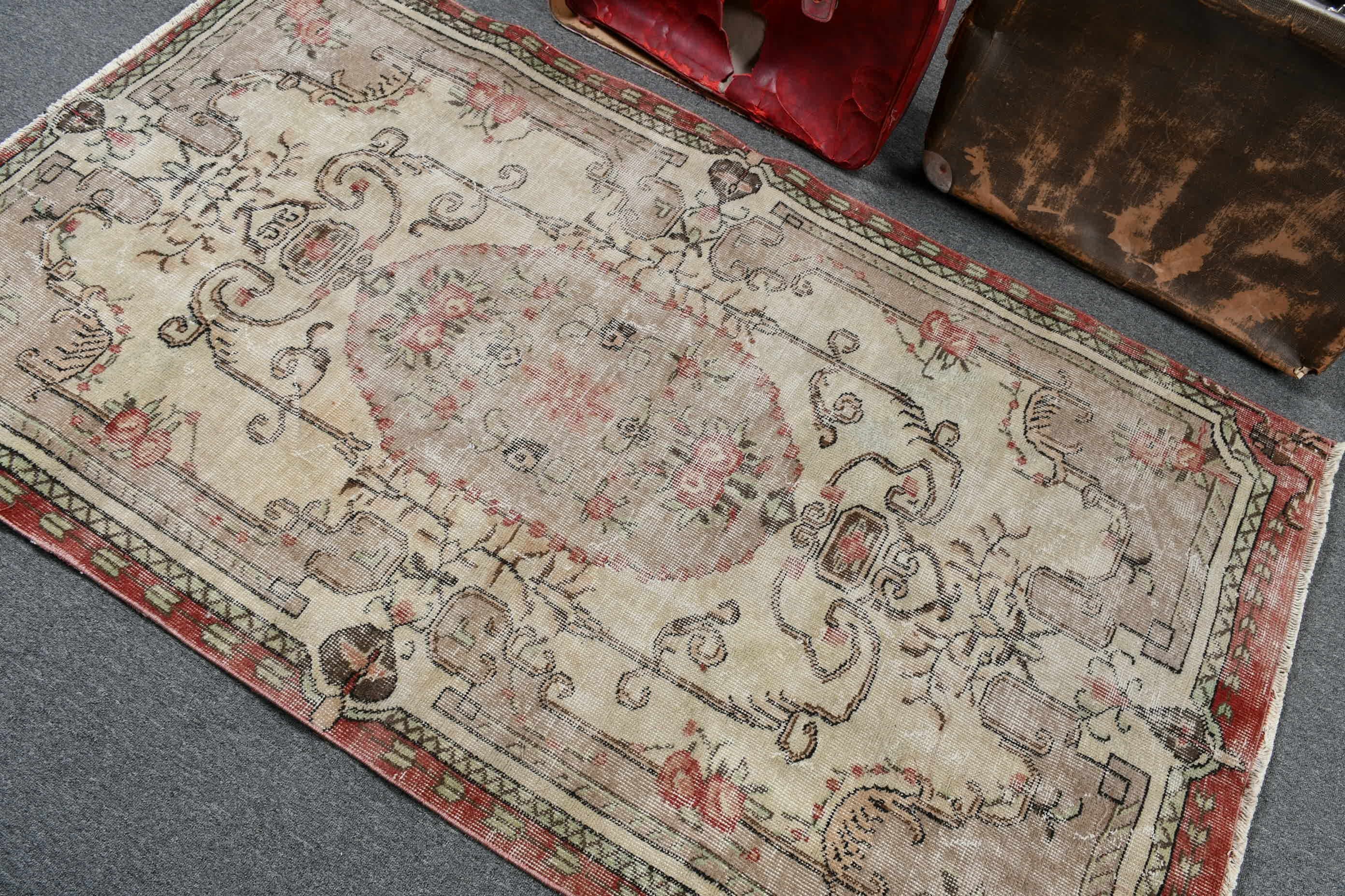 Eski Halı, 3,7x6,5 ft Alan Halısı, Vintage Halı, Soğuk Halı, Sessiz Halılar, Oushak Halısı, Bej Fas Halıları, İç Mekan Halısı, Türk Halısı, Mutfak Halıları