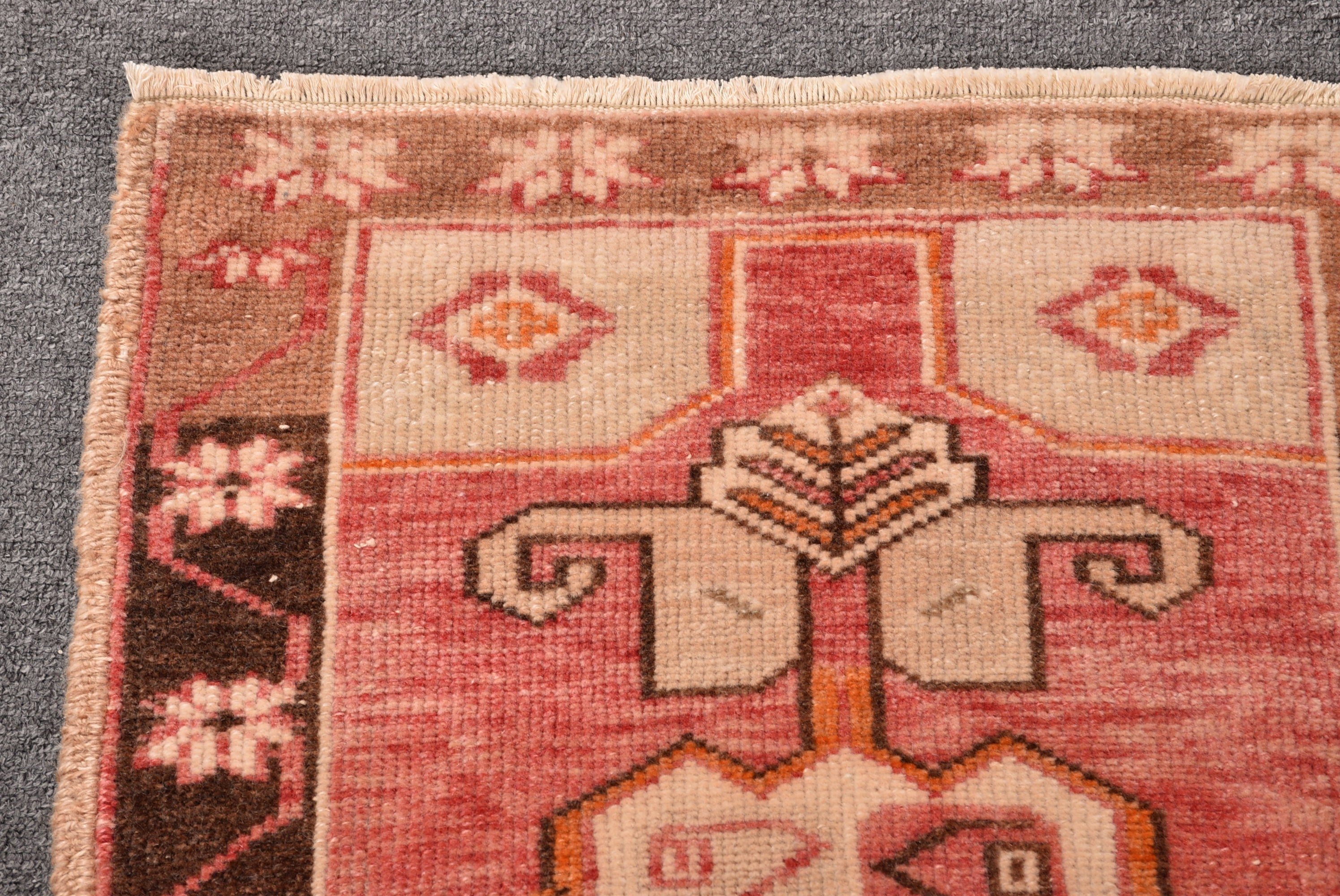 Vintage Rug, Kitchen Rugs, Rugs for Bathroom, Turkish Rug, 1.7x2.9 ft Small Rug, Pink Boho Rugs, Nursery Rugs, Modern Rug, Geometric Rug