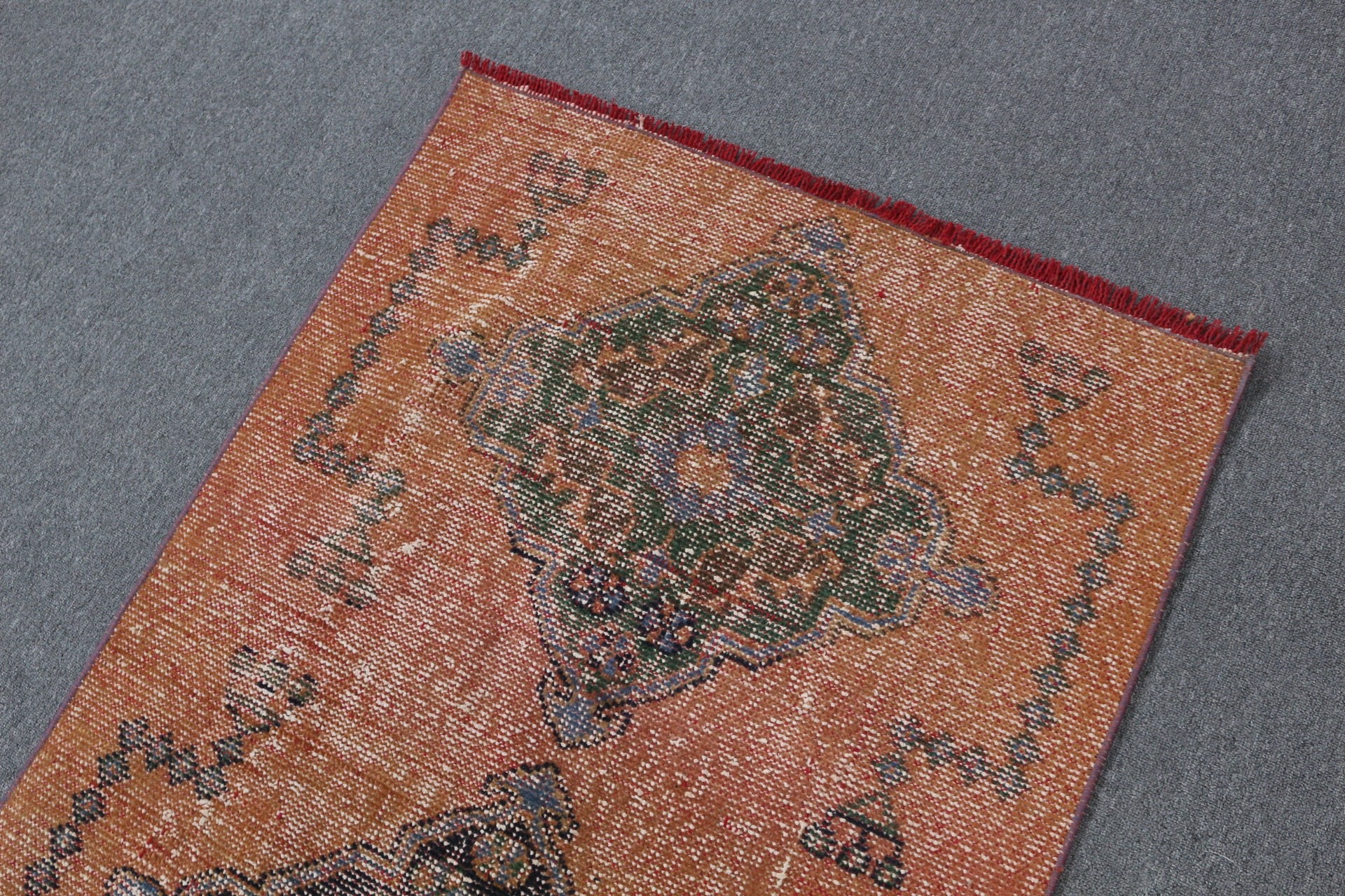 Vintage Halı, Çocuk Halısı, Duvara Asılı Halılar, Türk Halıları, Turuncu 2,8x3,9 ft Küçük Halılar, Yün Halı, Göçebe Halı, Oryantal Halı