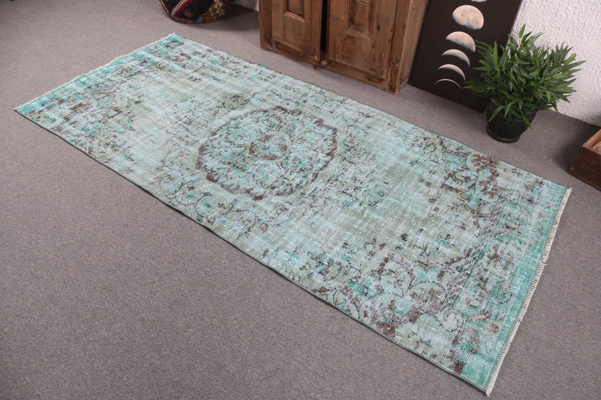 3,4x7,8 ft Alan Halısı, Estetik Halı, Modern Halılar, Yeşil Nötr Halılar, Vintage Halılar, Türk Halıları, Oturma Odası Halısı, Boho Alan Halısı, Boho Halıları