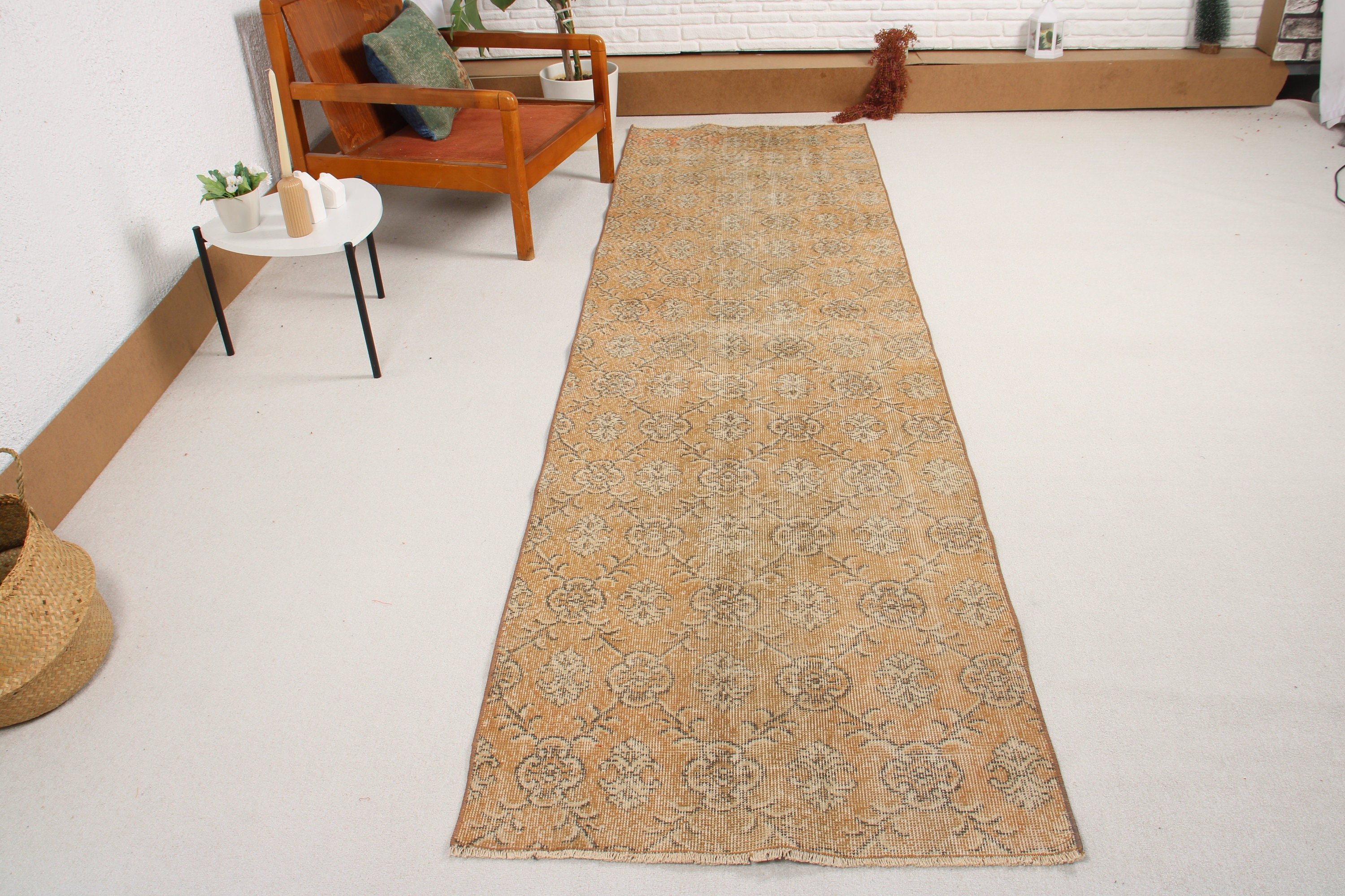 Modern Halı, Uzun Yolluk Halıları, Türk Halıları, Kahverengi Lüks Halı, Yatak Odası Halıları, Vintage Halılar, Mutfak Halısı, 3x10,3 ft Yolluk Halıları