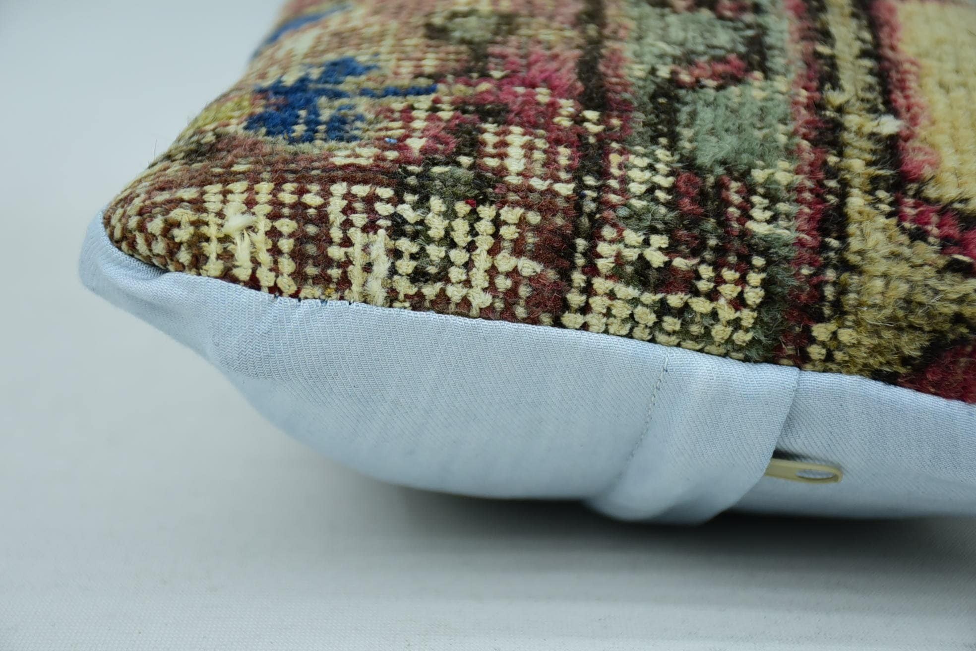 8"x16" Red Pillow Sham, Vintage Pillow, Pillow for Couch, Turkish Kilim Pillow, Sofa Bolster Cushion Case, Pastel Pillow