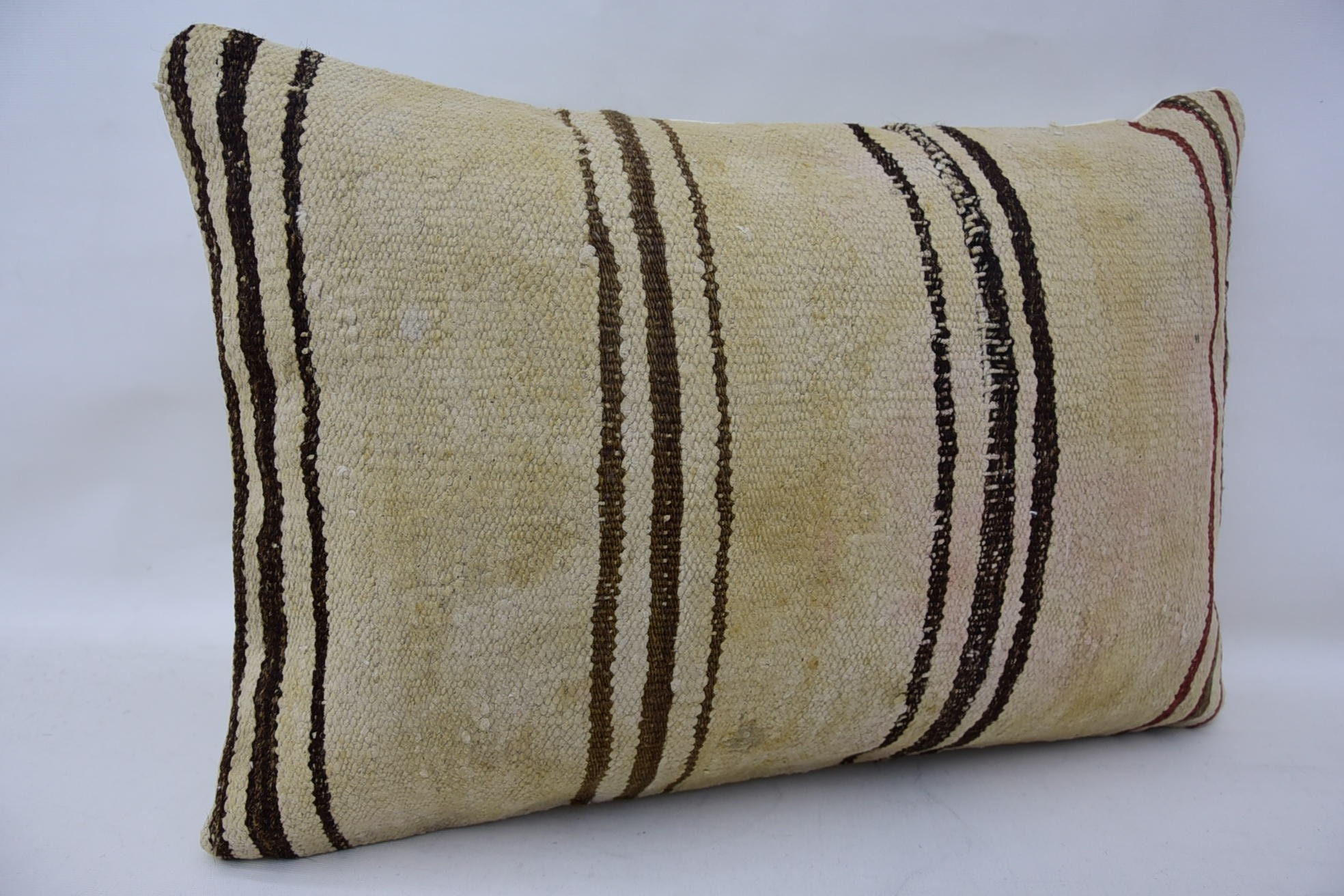 Vintage Kilim Pillow, Decorative Bolster Cushion Case, Vintage Pillow, 16"x24" Beige Cushion Cover, Home Decor Pillow, Ethnic Cushion Case