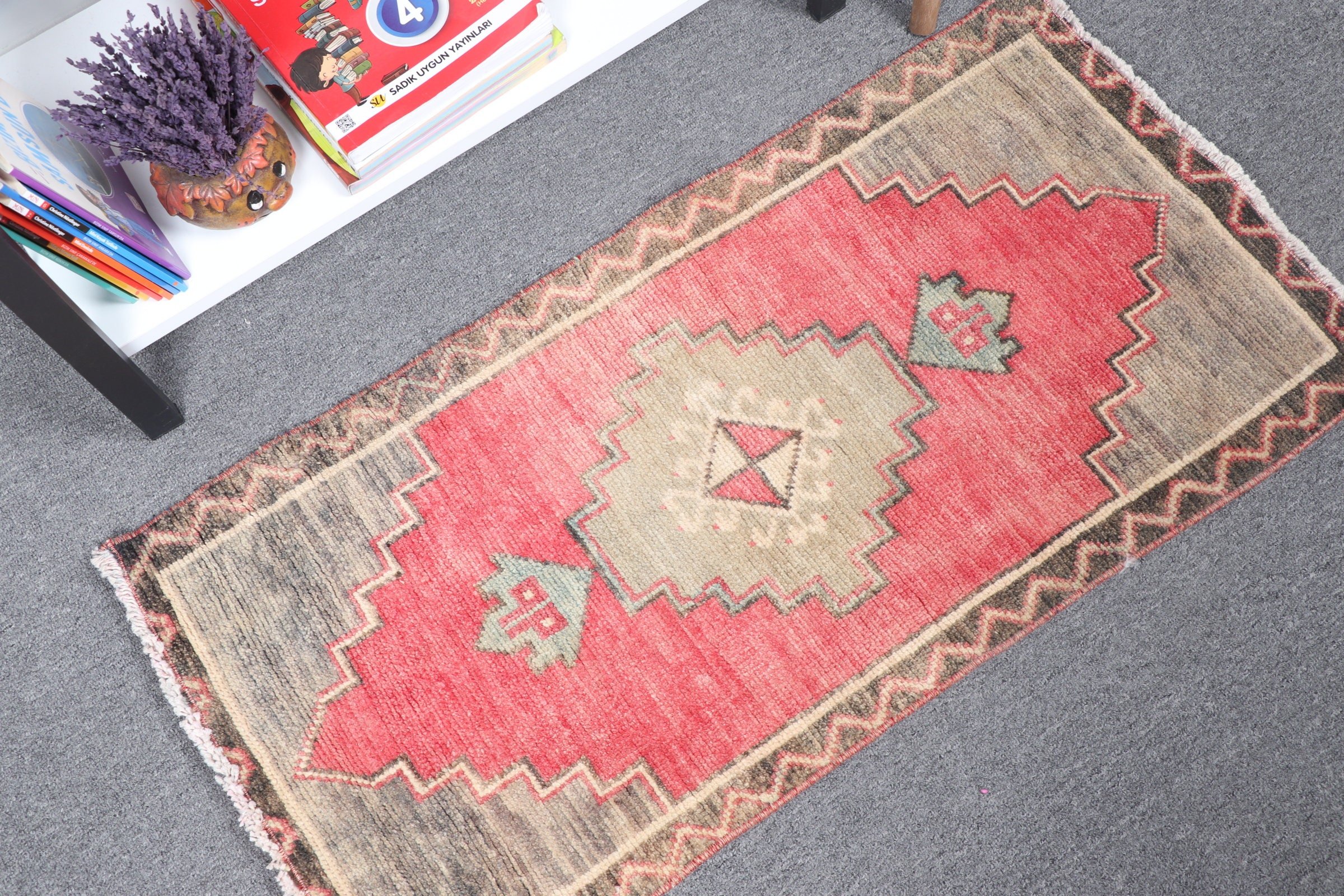 Bedroom Rugs, Wool Rug, Red Oriental Rug, Vintage Rugs, Turkish Rug, Bath Rugs, Rugs for Car Mat, 1.5x3.1 ft Small Rug, Kitchen Rug