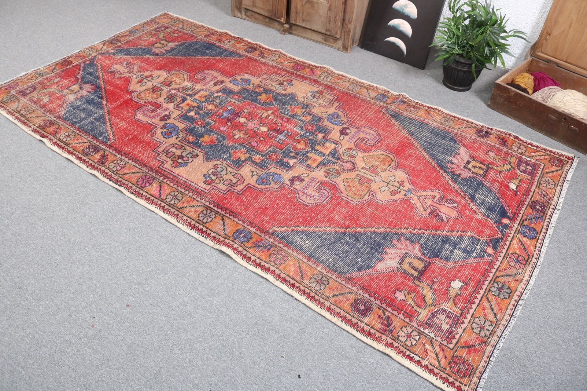 Kırmızı Açıklama Halıları, Türk Halıları, Vintage Halı, Yatak Odası Halıları, 4,3x8,4 ft Alan Halıları, Soğuk Halı, Zemin Halıları, Lüks Halı, Yer Halısı