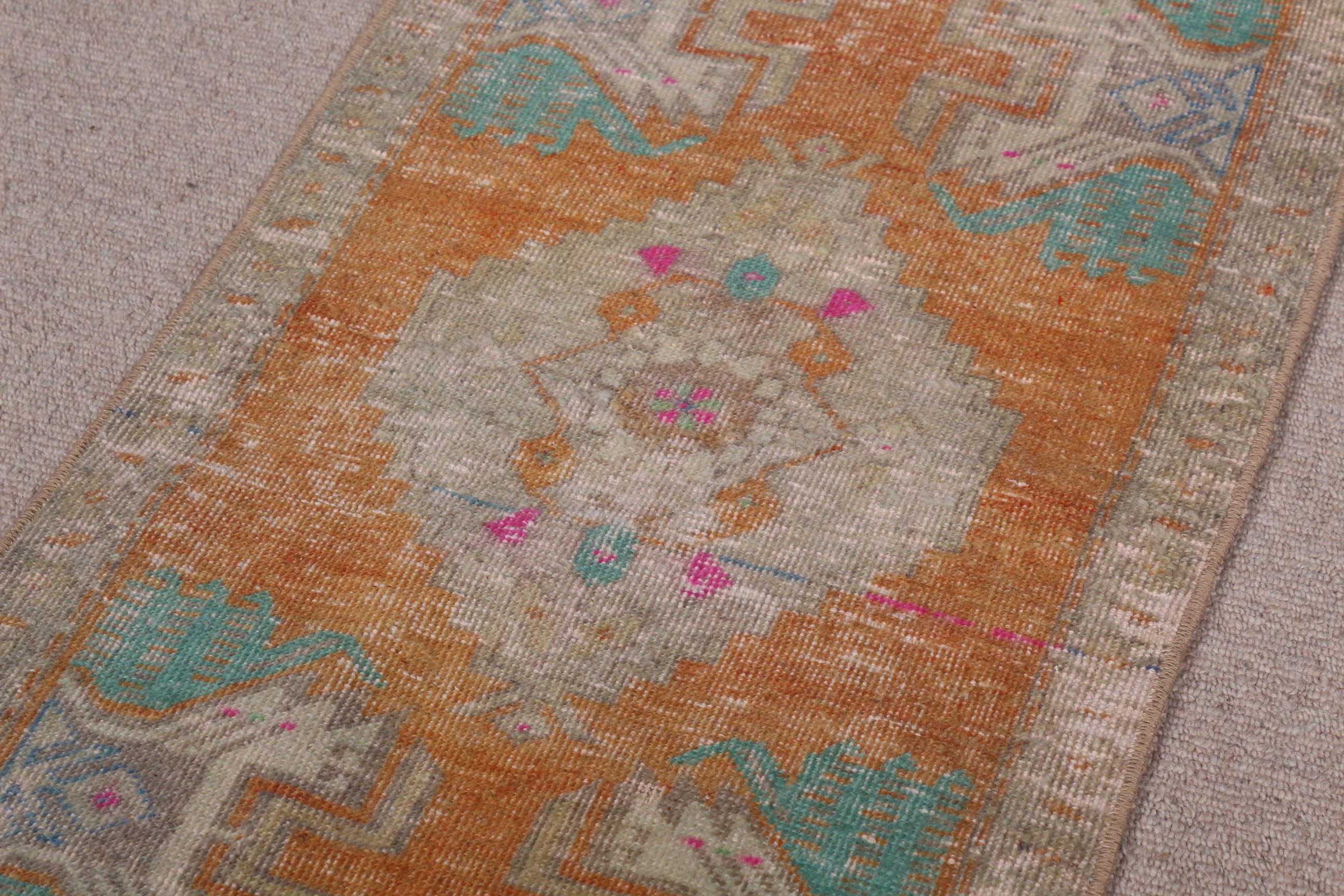 Brown Home Decor Rug, Bedroom Rugs, 1.5x2.9 ft Small Rug, Wool Rug, Art Rug, Turkish Rug, Cool Rug, Bath Rug, Rugs for Car Mat, Vintage Rug