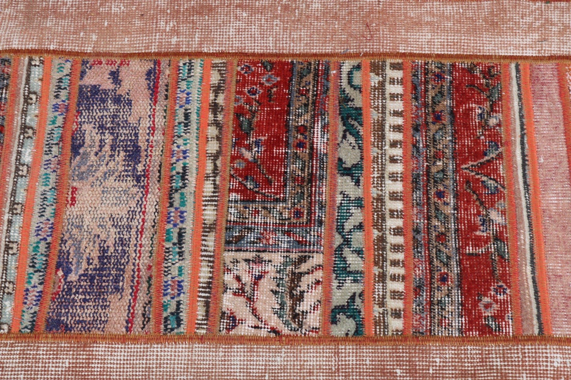 Turuncu Oryantal Halı, Anadolu Halıları, Banyo Halısı, Düz Dokuma Halılar, Çocuk Halısı, Vintage Halı, El Dokuma Halı, 1.8x4 ft Küçük Halı, Türk Halısı