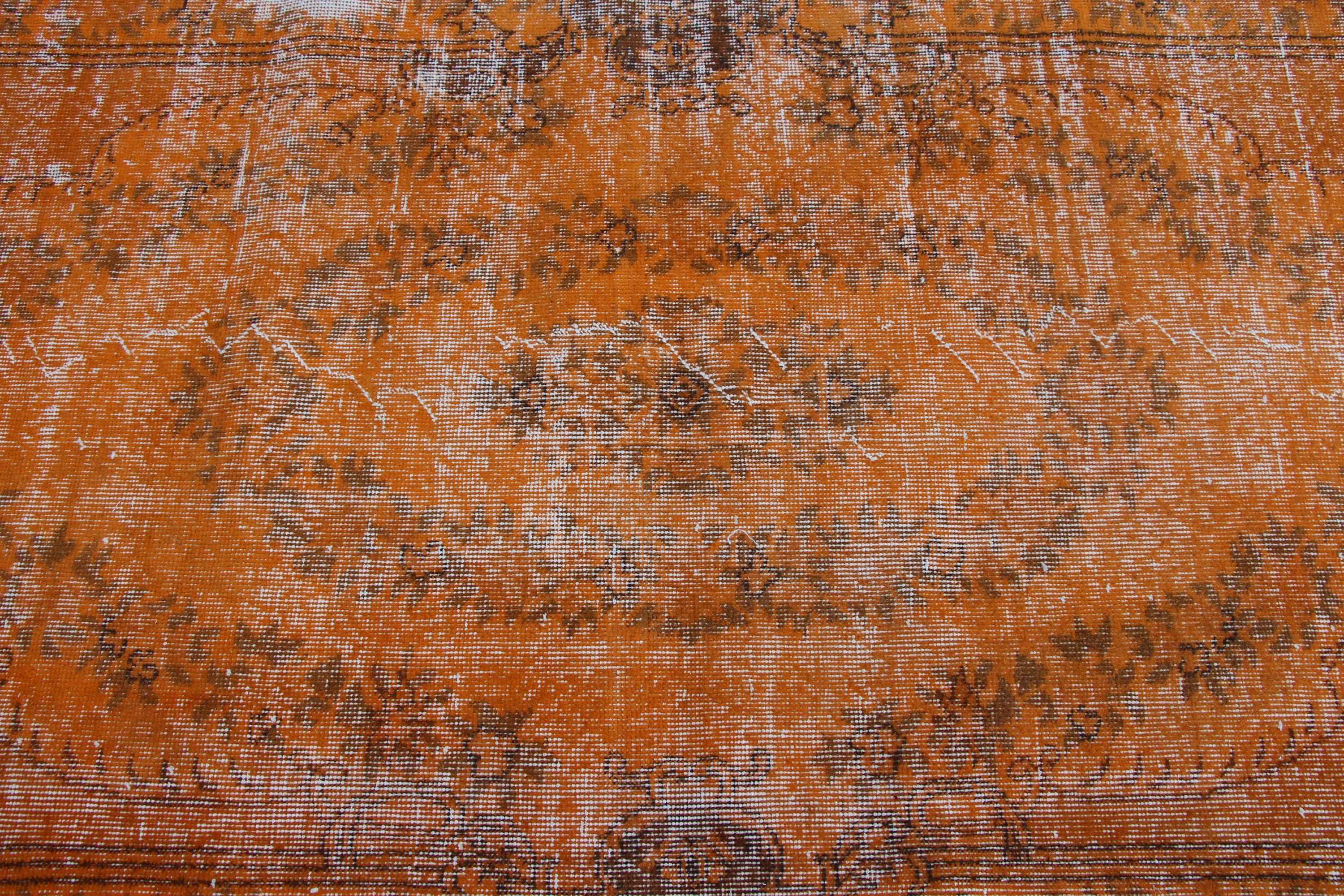 Orange  3.8x7.3 ft Area Rugs, Turkish Rug, Natural Rug, Rugs for Nursery, Indoor Rug, Vintage Rugs, Kitchen Rug, Wool Rug