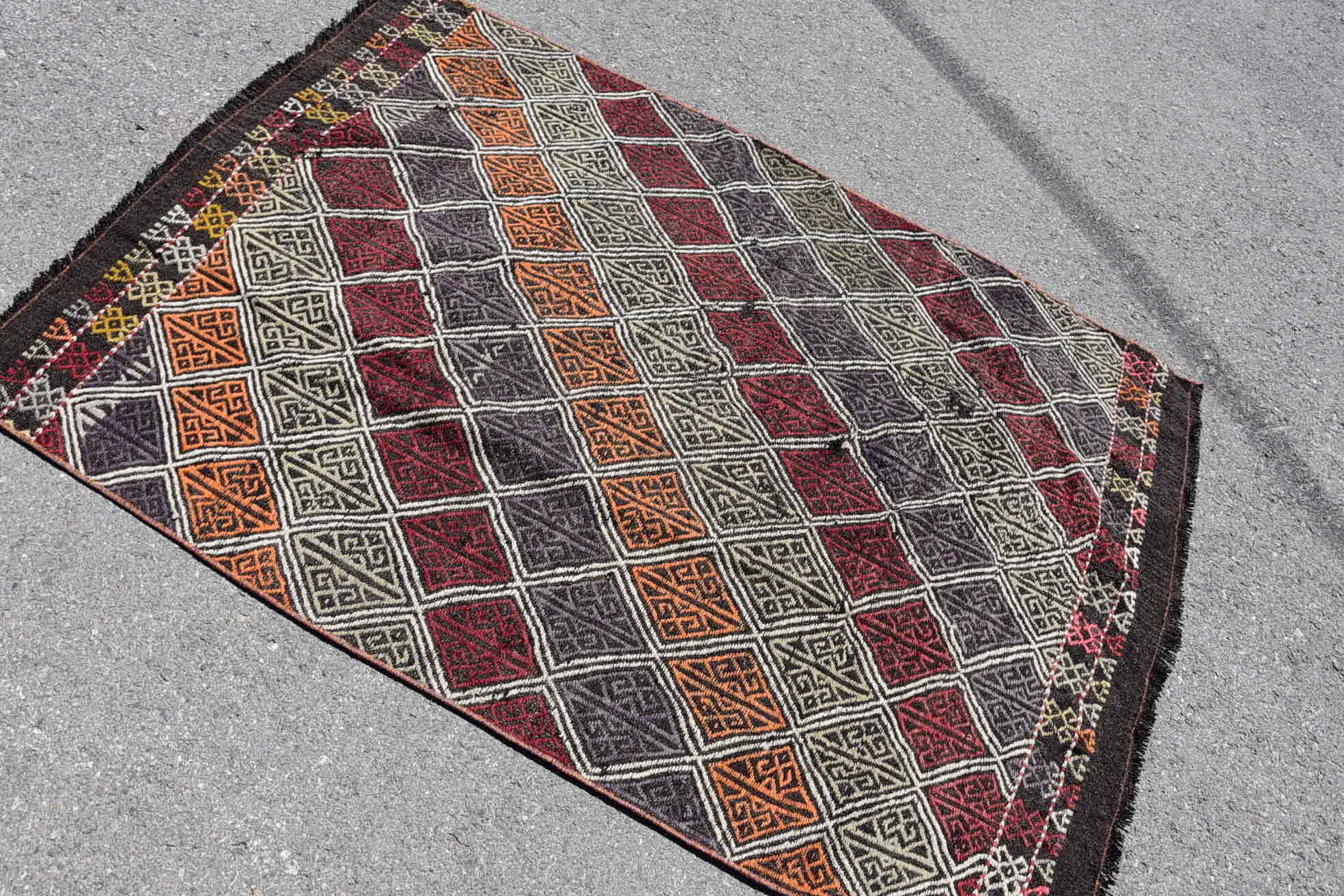 Oriental Rug, 3.9x5.4 ft Accent Rugs, Vintage Rugs, Turkish Rugs, Rugs for Nursery, Bedroom Rugs, Cool Rug, Kitchen Rug, Tribal Rugs, Kilim