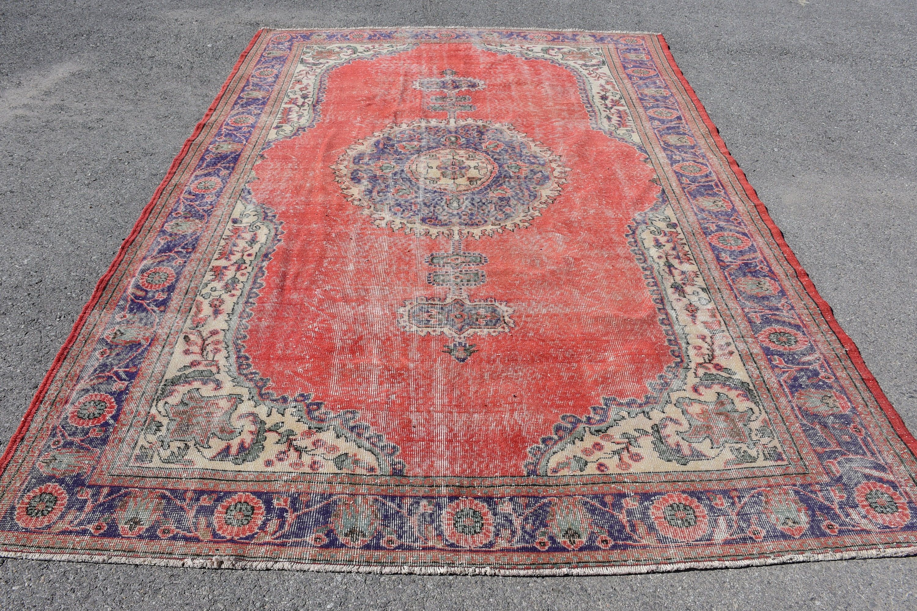 Fas Halısı, Salon Halısı, Vintage Halılar, Salon Halıları, Düz Dokuma Halılar, Türk Halısı, Yatak Odası Halıları, Salon Halıları, 7.3x10.7 ft Büyük Boy Halılar